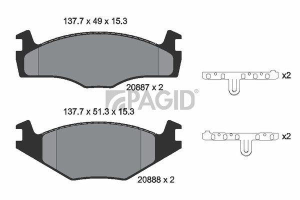 102843 Pagid Front Brake Pad Set Golf mk2 8v gti