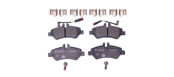 111657 Hella Rear Brake Pad Set Crafter 06> incl sensors & clips PR-0WC,0WL