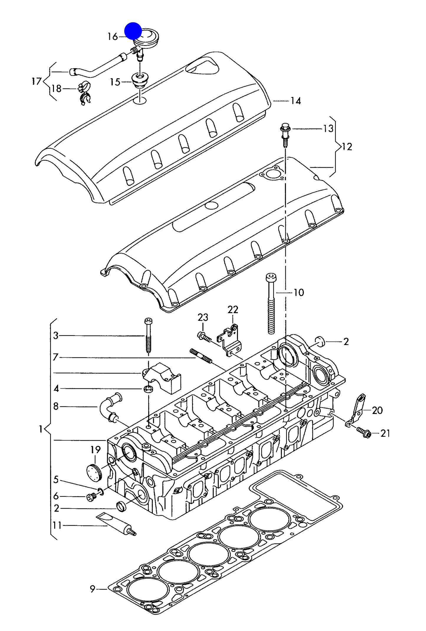 119021 Febi PCV Pressure valve>Cyl head 5-cylinder+ diesel eng.+ AXD,AXE