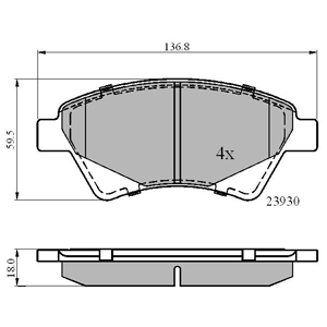 PAD1730 Fahren/Comline Front brake pad set Renault (700-628) 410601241R, 410608713R, 7701206044, 7701207184, 7701207672, 7701208122, 7701209444, 7701209697, 8660004603, 8660006328