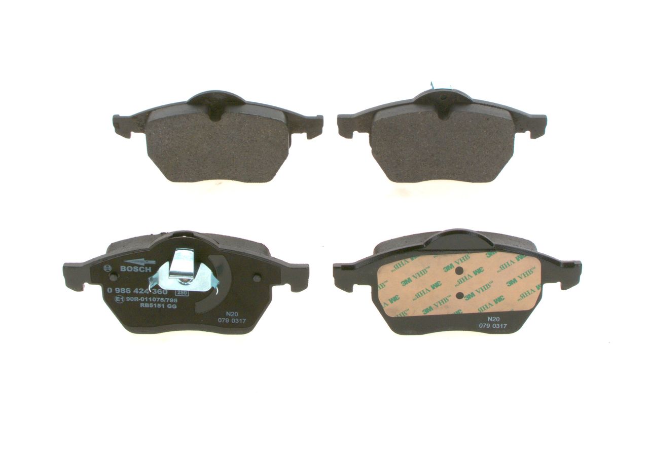 205-097 Bosch Front brake pads Vxl Vectra B 1.6,1.8,2.0,2.5 V6 (wxc. GSI) 1.7TD,2.0DI,X2.0DTH 1999>2005