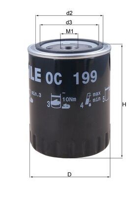 OC199 Mahle Oil filter Ford 5027170 / 920X6714DA / RENAULT 7700749566 / 7700850394 / 7700865981 / 7700865981