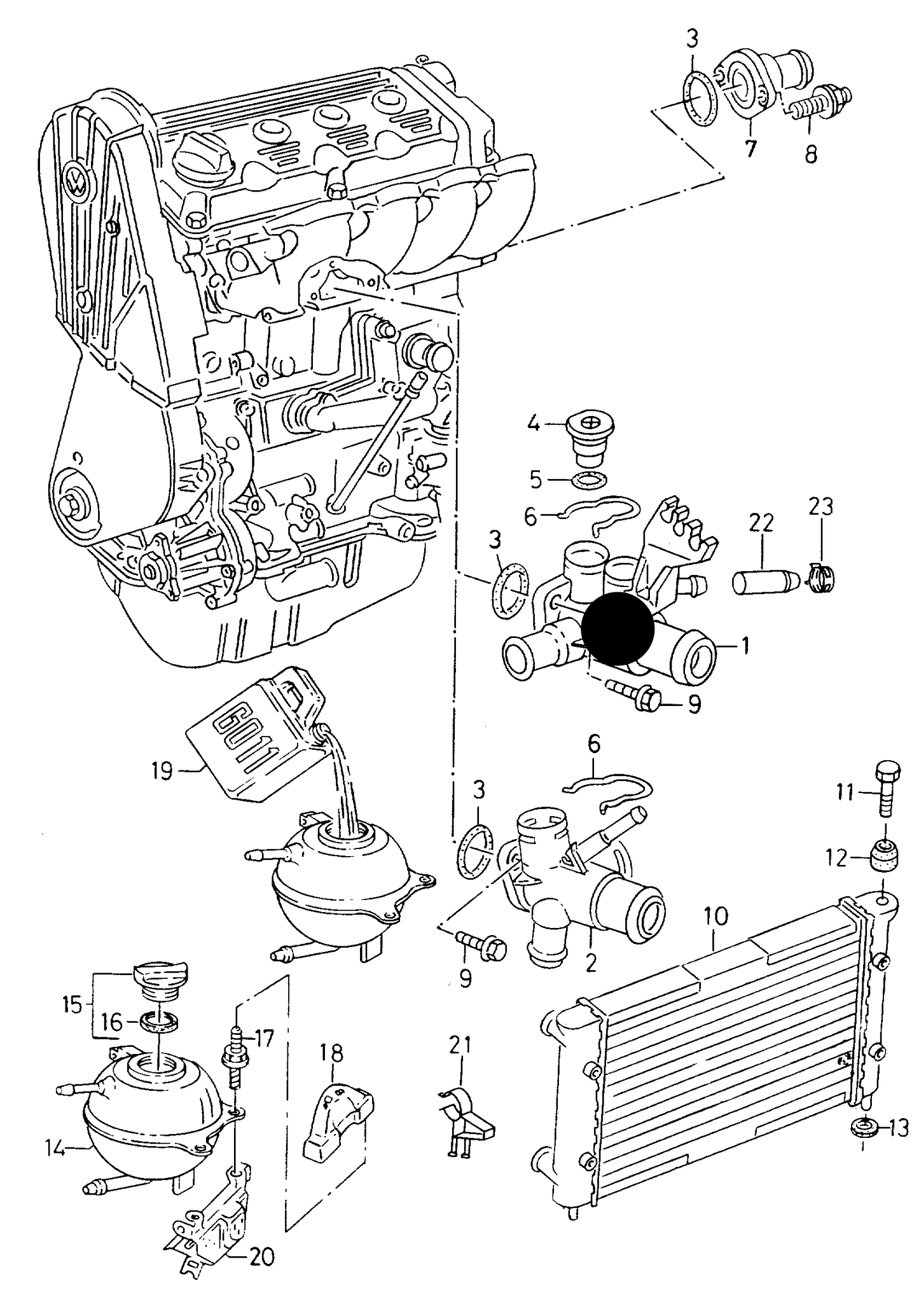 100720 Coolant Flange Including Large Seal, 1.6 & 2.0