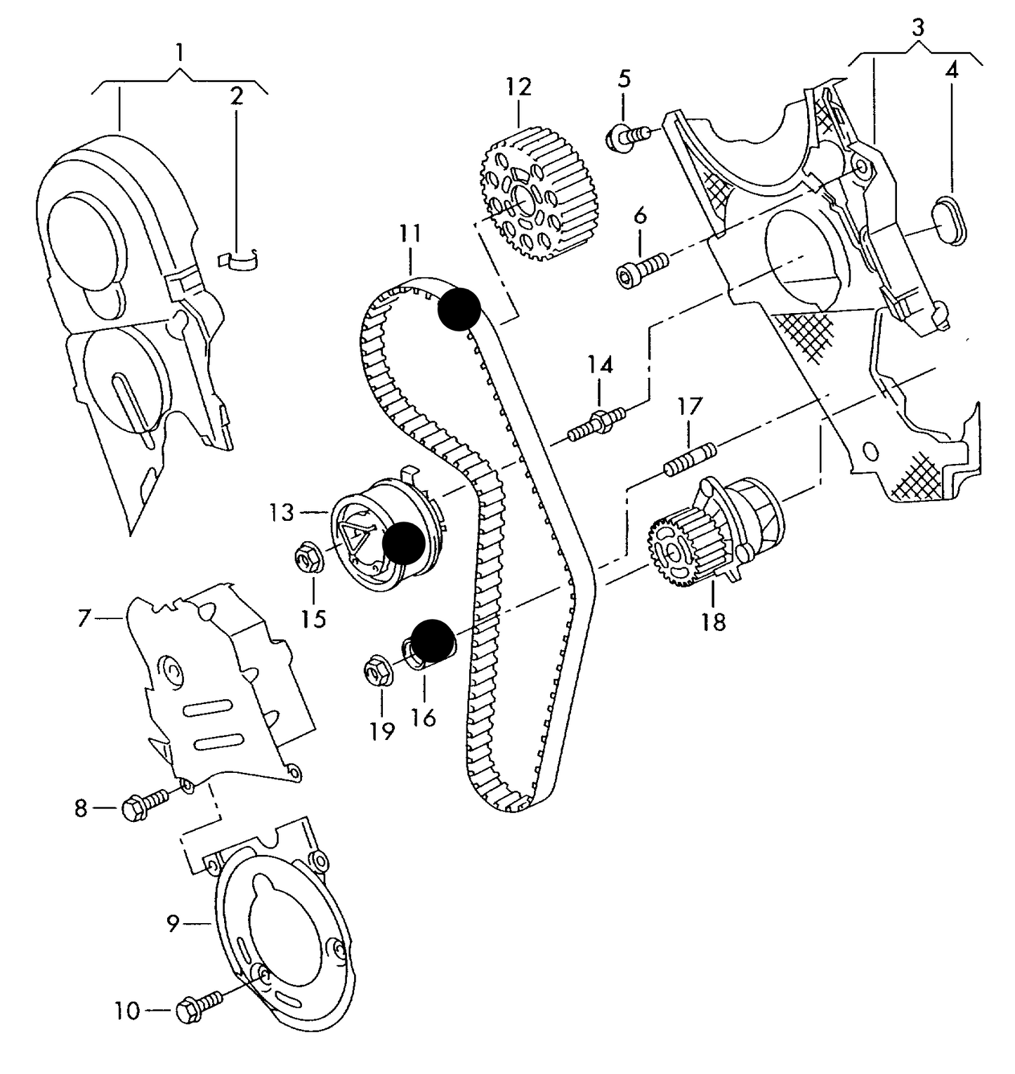 108780A Cambelt Kit '3pc' 1.9SDI/1.9TDI AEY
