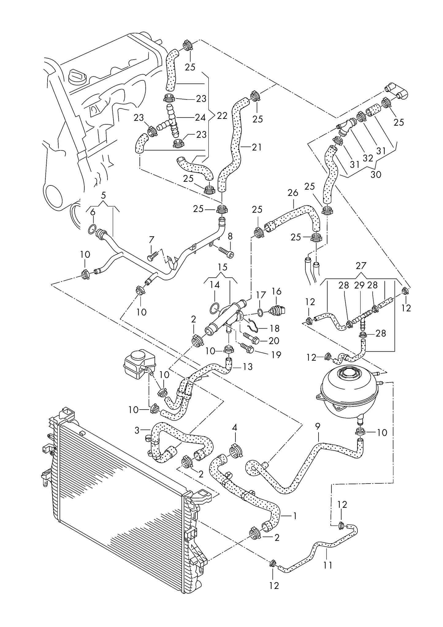 108193 Engine Coolant Flange Including Cyl Head Seal 1.4TDI/1.9TDI, T5 1.9D AXB,AXC