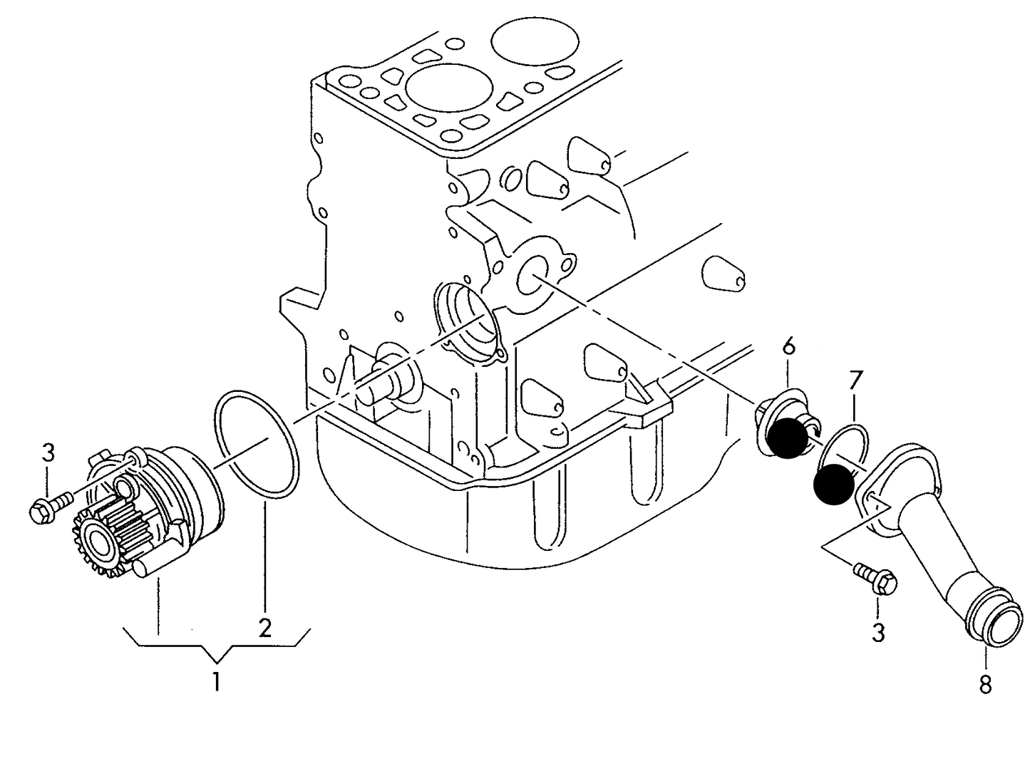 101455 Thermostat & Seal 87C-102C 4-cylinder+ NE,JV,SF,PP, JN,DZ,SD,PM, RU,RN,3A,RNA DIESEL:JK T-DIESEL:RA, SB,T5 1.9D AXB,AXC,BRR BRS