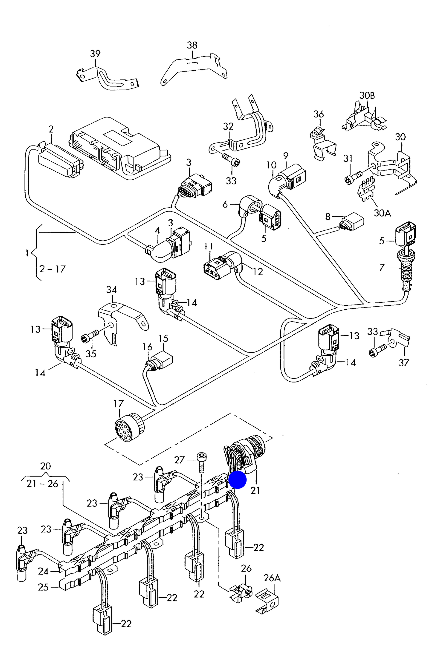 119877 Febi Wiring Harness for fuel injectors 2.0tdi
