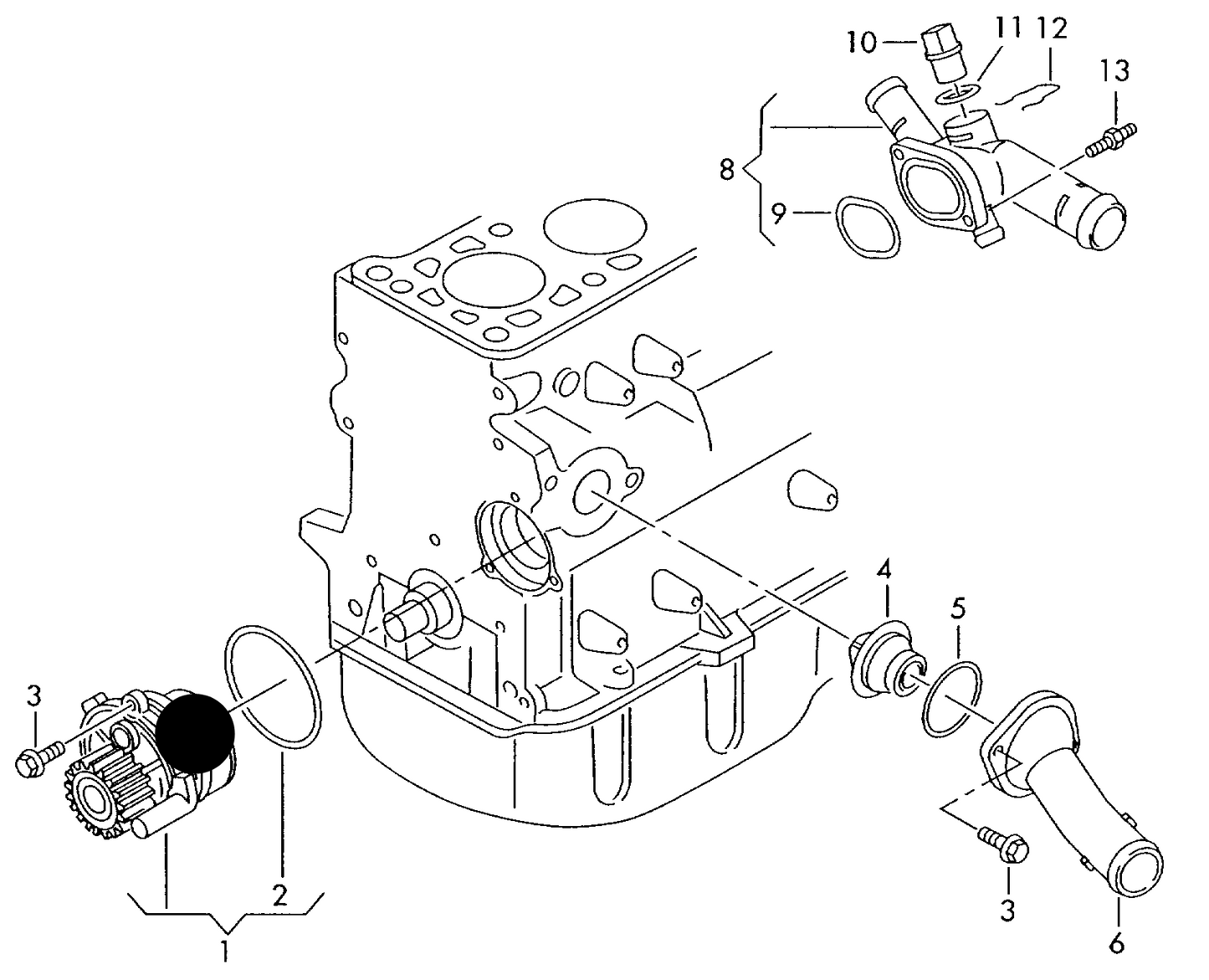 110036 Water Pump Various VAG engines including 1.4/1.9TDI AXR,ATD,AMF, BAY 9N-2-100 001>> /BKC,BLS,BXE,AXB,AXC,BRR, BRS