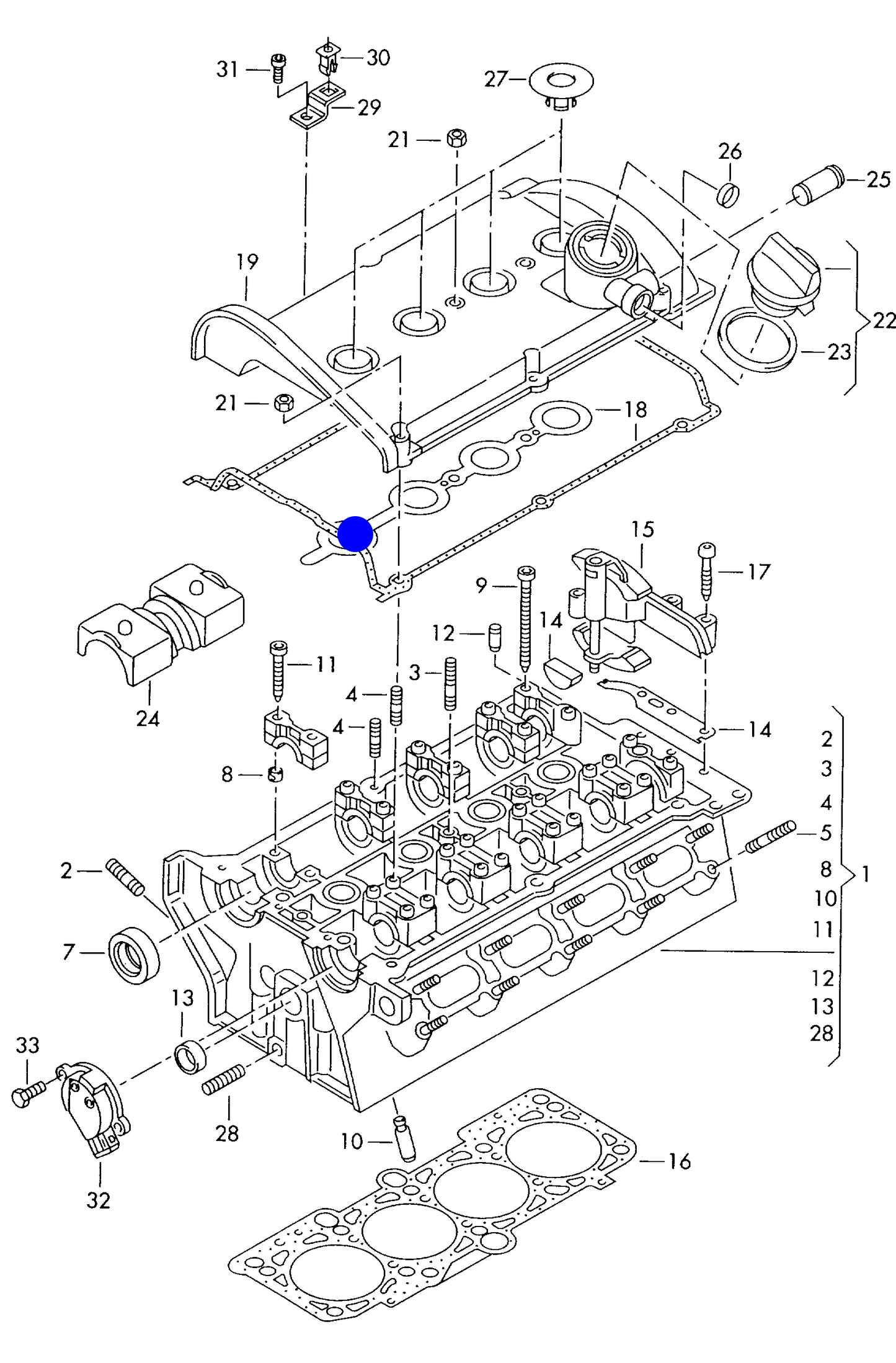 101113 Elring Rocker Cover Gasket Set 1.8/1.8T 20V