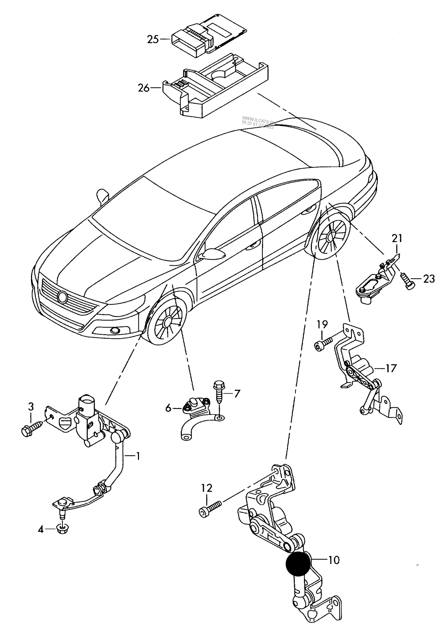 623151 Metzger Front Headlamp level sensor with poles fr.wheel drive