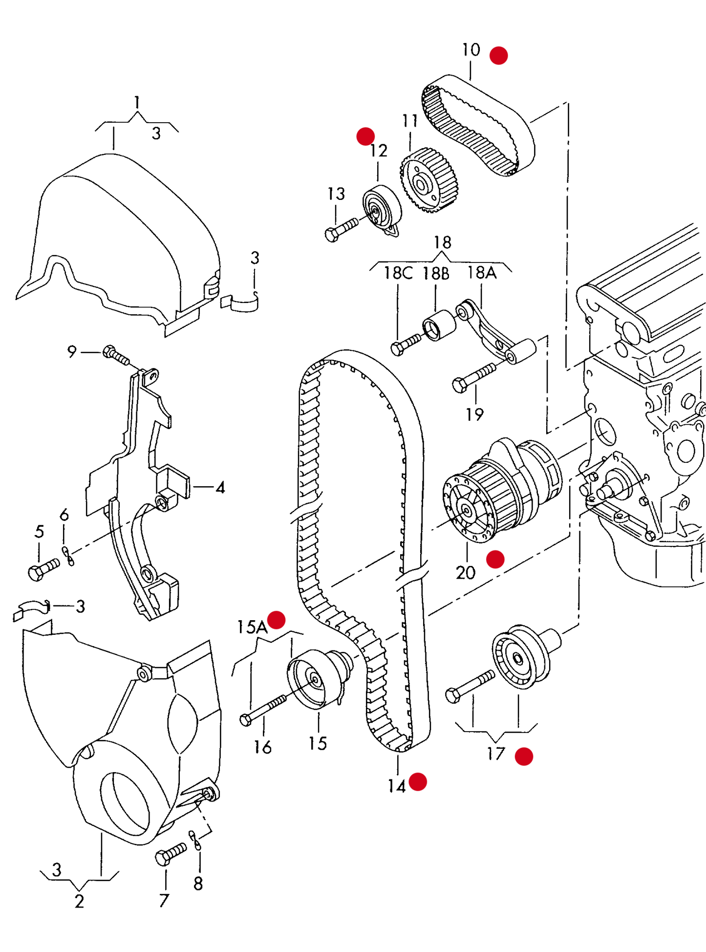 111195KP1 GGT Timing belt kit & Water pump 1.4/1.6 16v BCA,BUD
