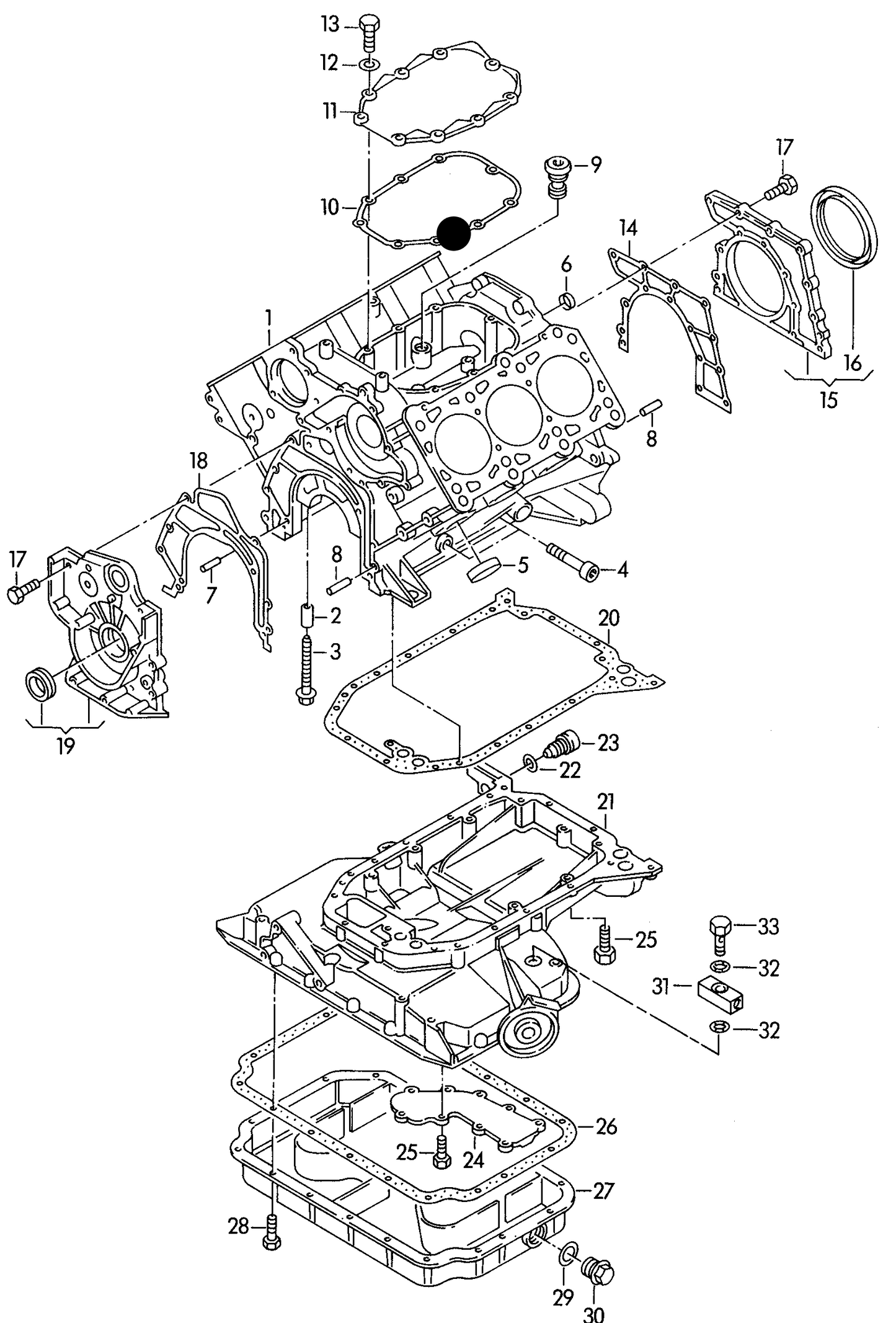 101595 Engine block gasket V6 AAH,ABC,ACZ,AEJ,AFC,AFM