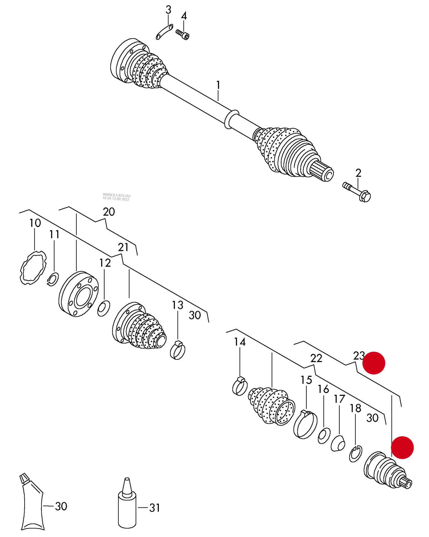 110804 GKN Outer c/v joint kit 'FREE Standard delivery available'