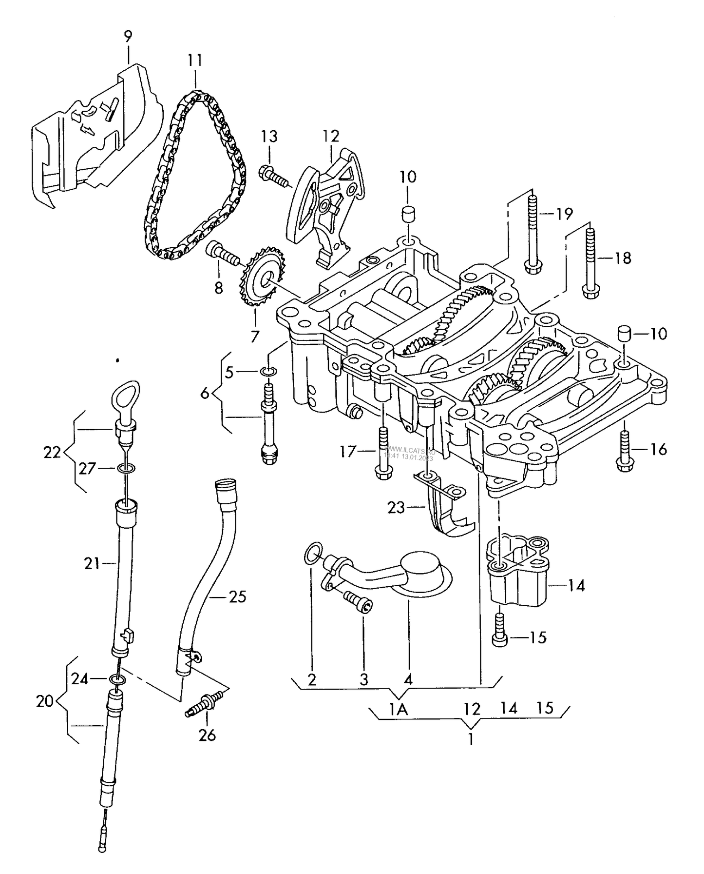 117276 Chain Kit for oil pump 4-cylinder+ CDLC,CDLF 2.0 ltr.
