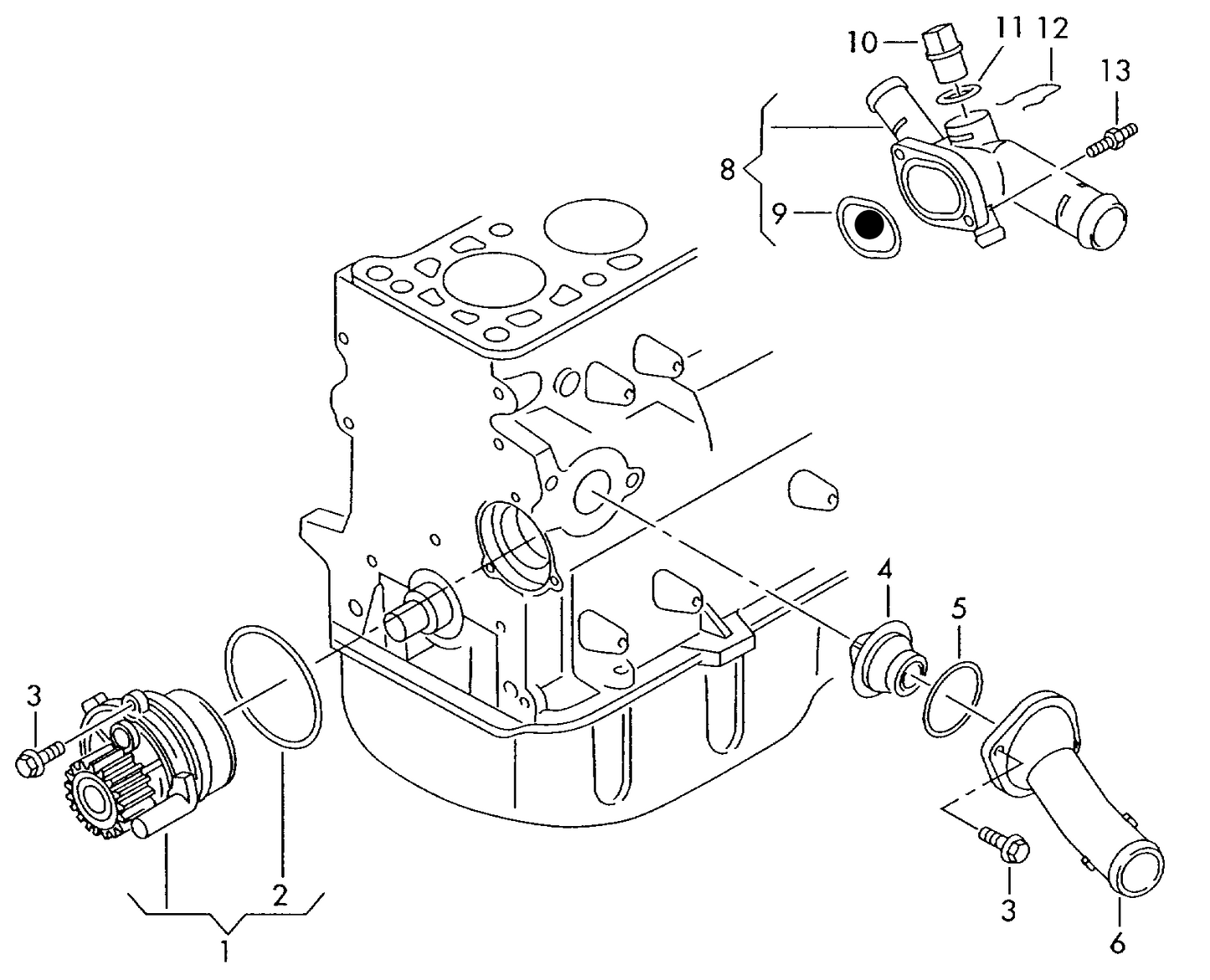 100722 Coolant flange gasket AEG,APK,AZG, AYD,AZJ,AQY, BEJ,BFS,BER, BHP,AVH,BEV