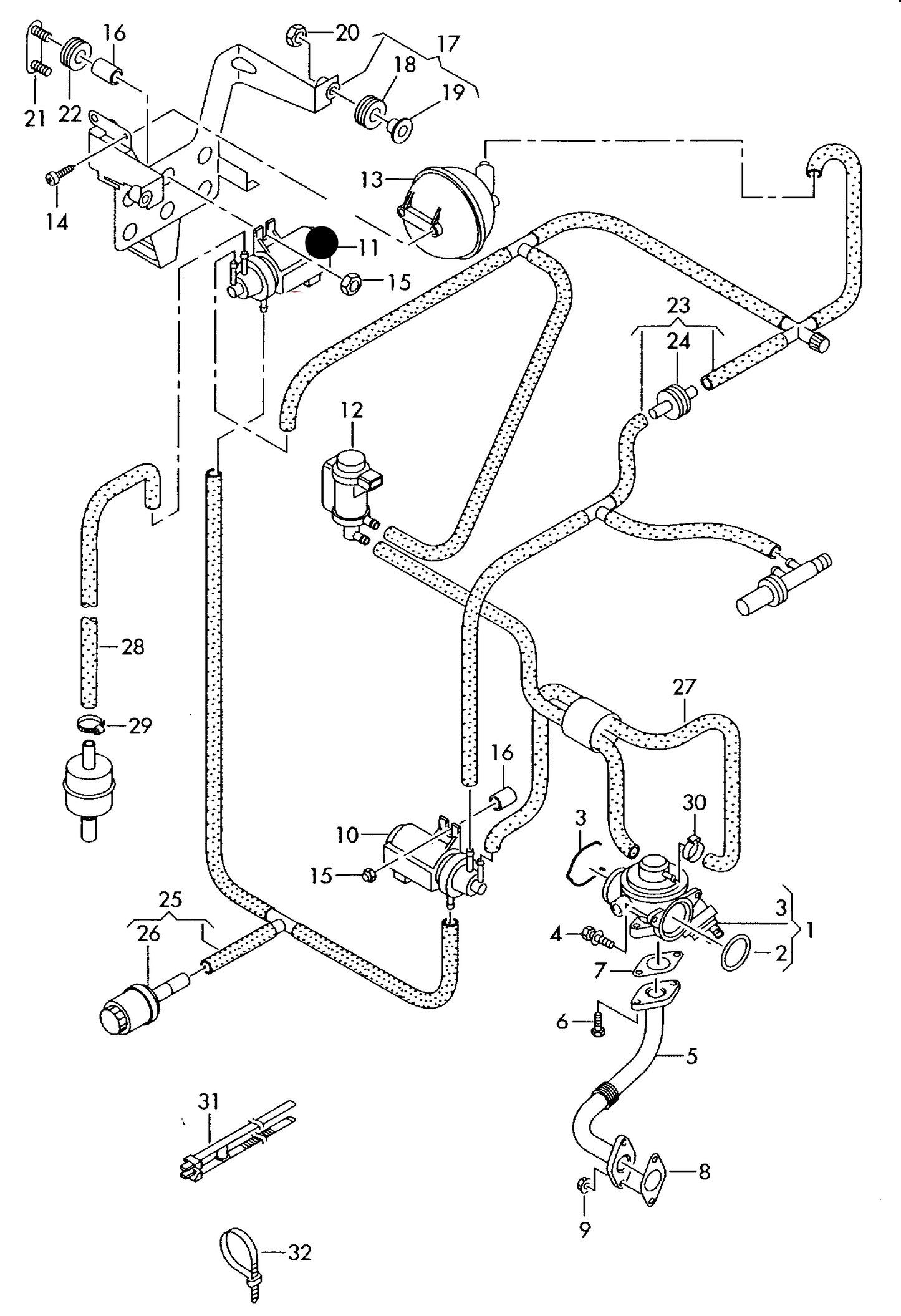 115383 Pierburg 'Grey' Solenoid Valve for vacuum system and exhaust flap 'NOT N75'