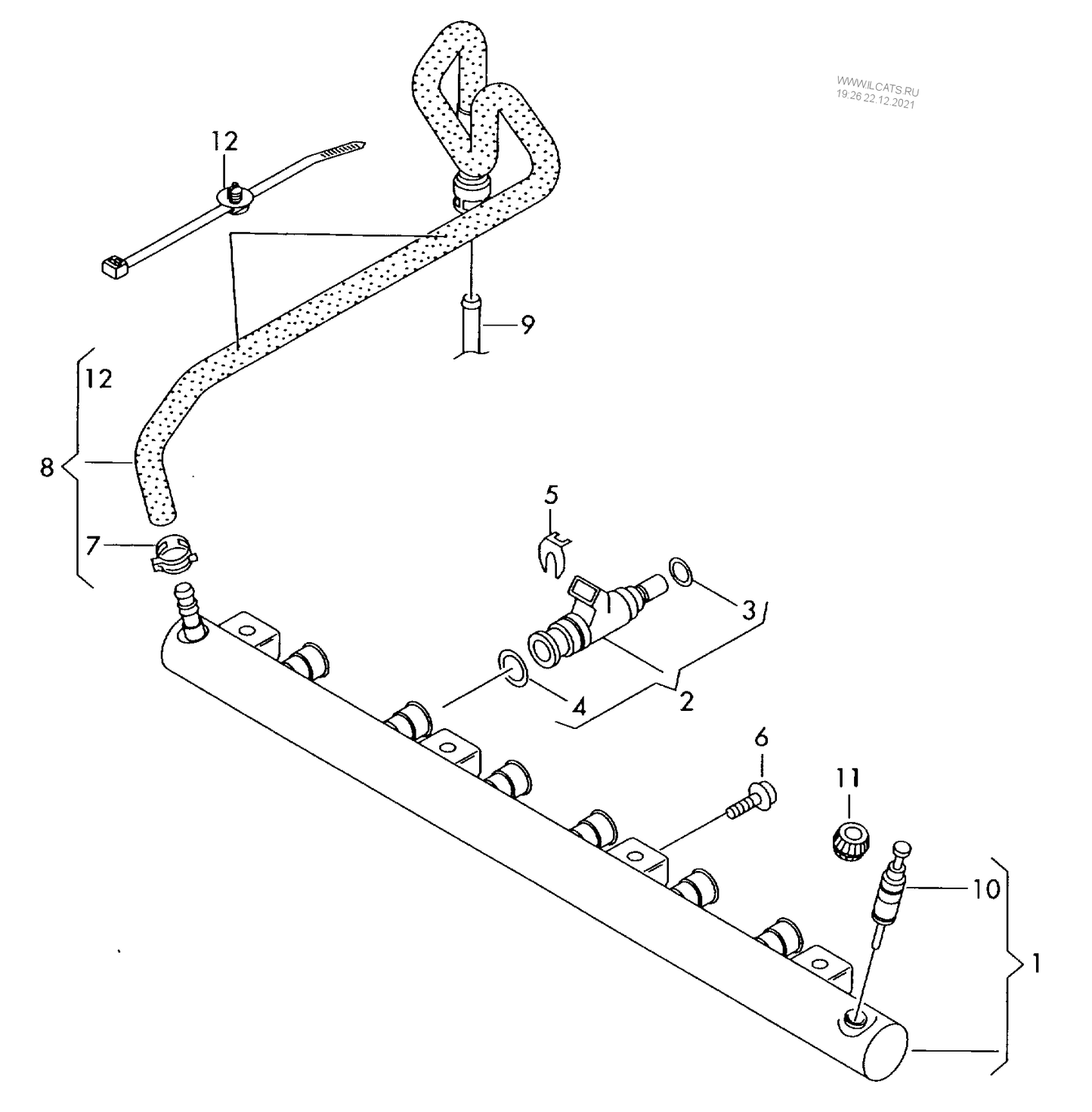133-035 Golf MK5 fuel rail 6-cylinder+ BUB 3.2ltr.