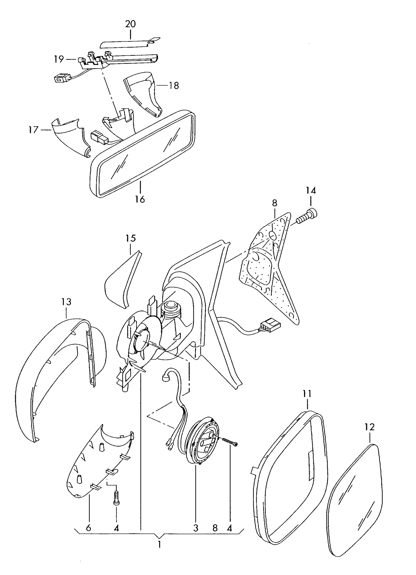MC6345L Door Mirror Backing-Left T5 03>Black