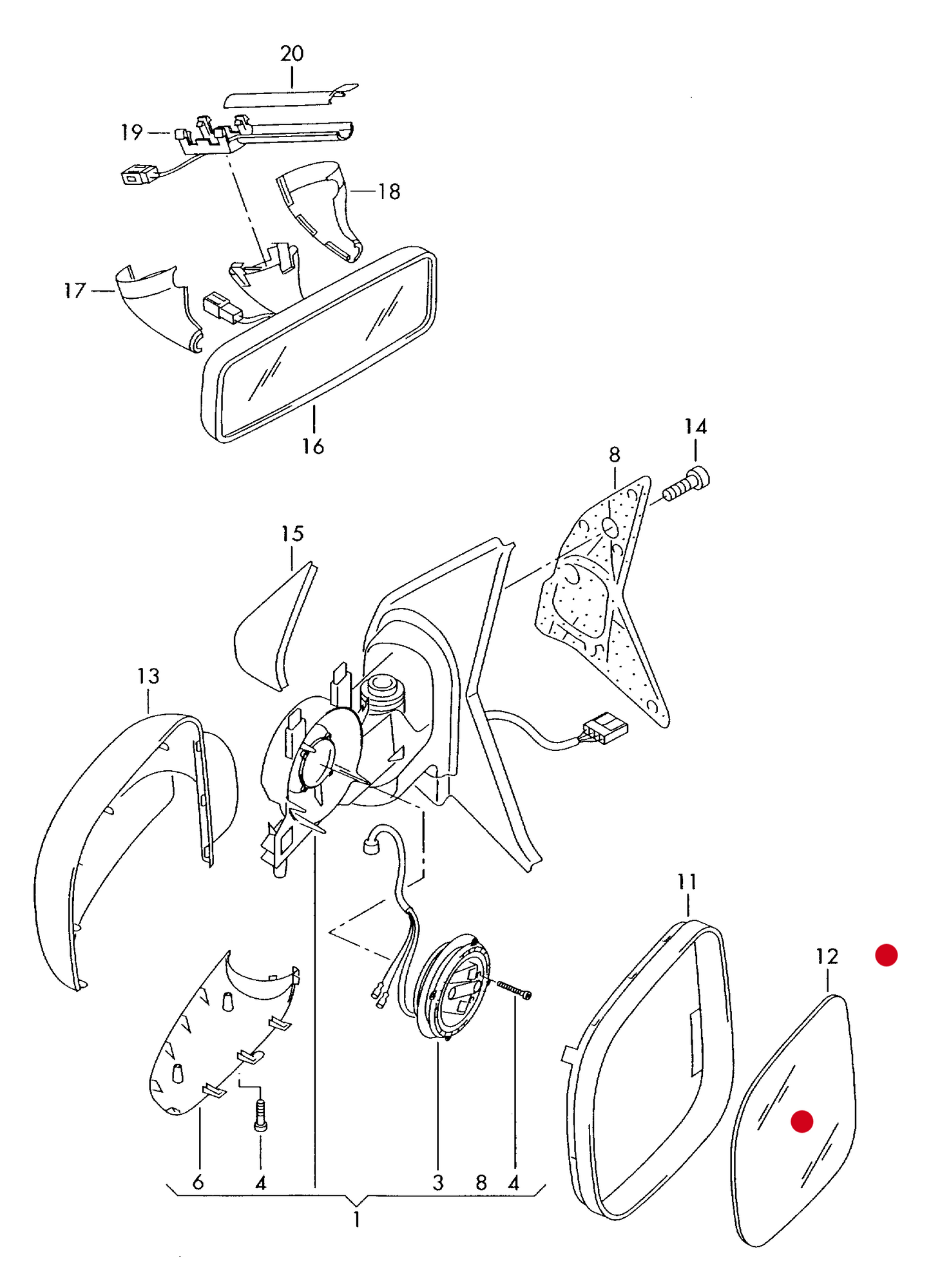 MG6315L Electric/Heated Door Mirror Glass Nearside (Left) VW T5 2003-2010 (Convex) PR-5SJ,6XN/ 6XP