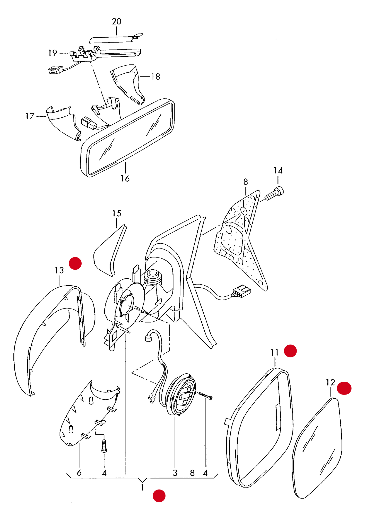 DM6381L Complete Manual Adjusted Mirror (Black) Nearside (Left) T5 2003–2010 PR-6XA only