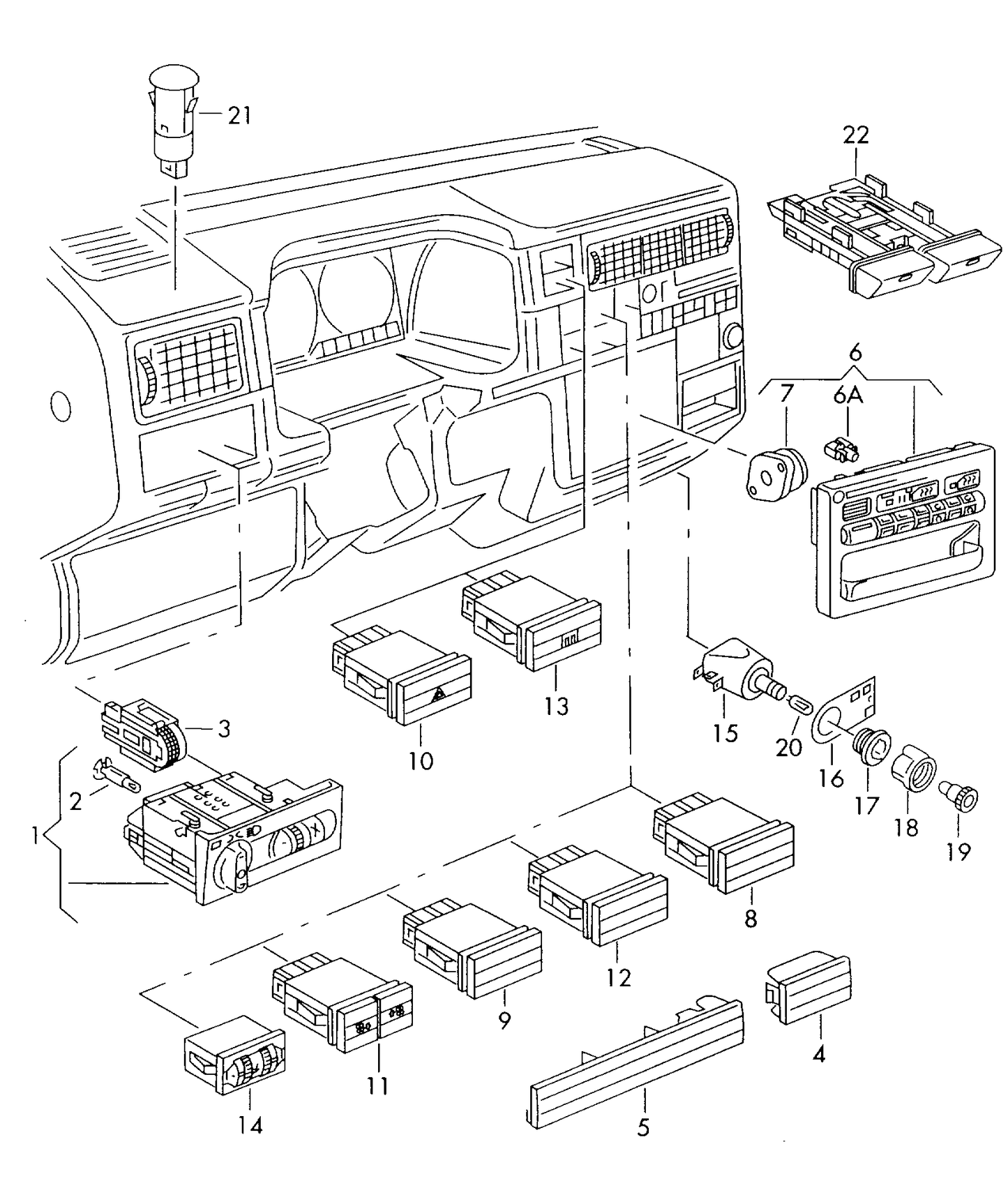 107164 Topran Rear window defogger switch T4/Passat