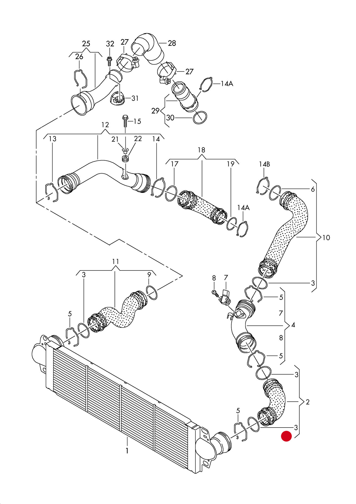 115598 Elring Intercooler seal 61.9mm green
