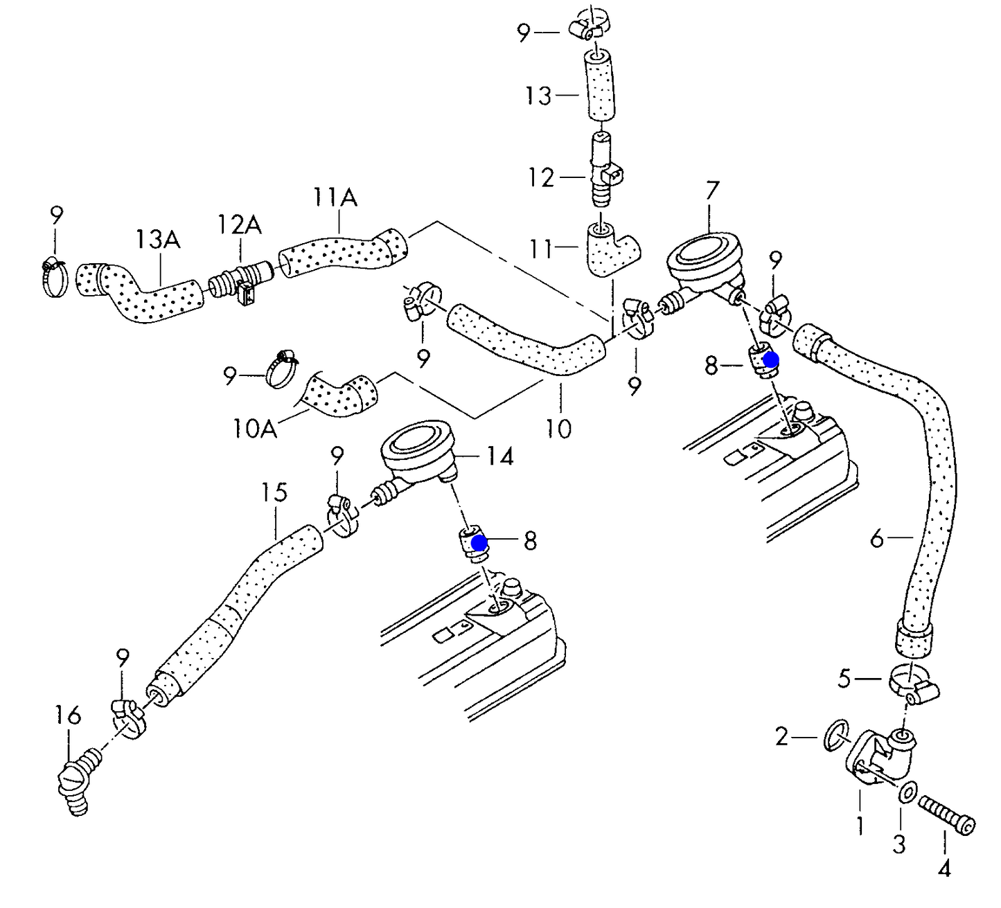 100290 Bung>Rocker Cover GTI/1.9D/TD/2.0 AAC/2.4D AAB/2.5 AAF/ACU, AHD,AGX,APA, ANJ,BBE,BBF, AVR