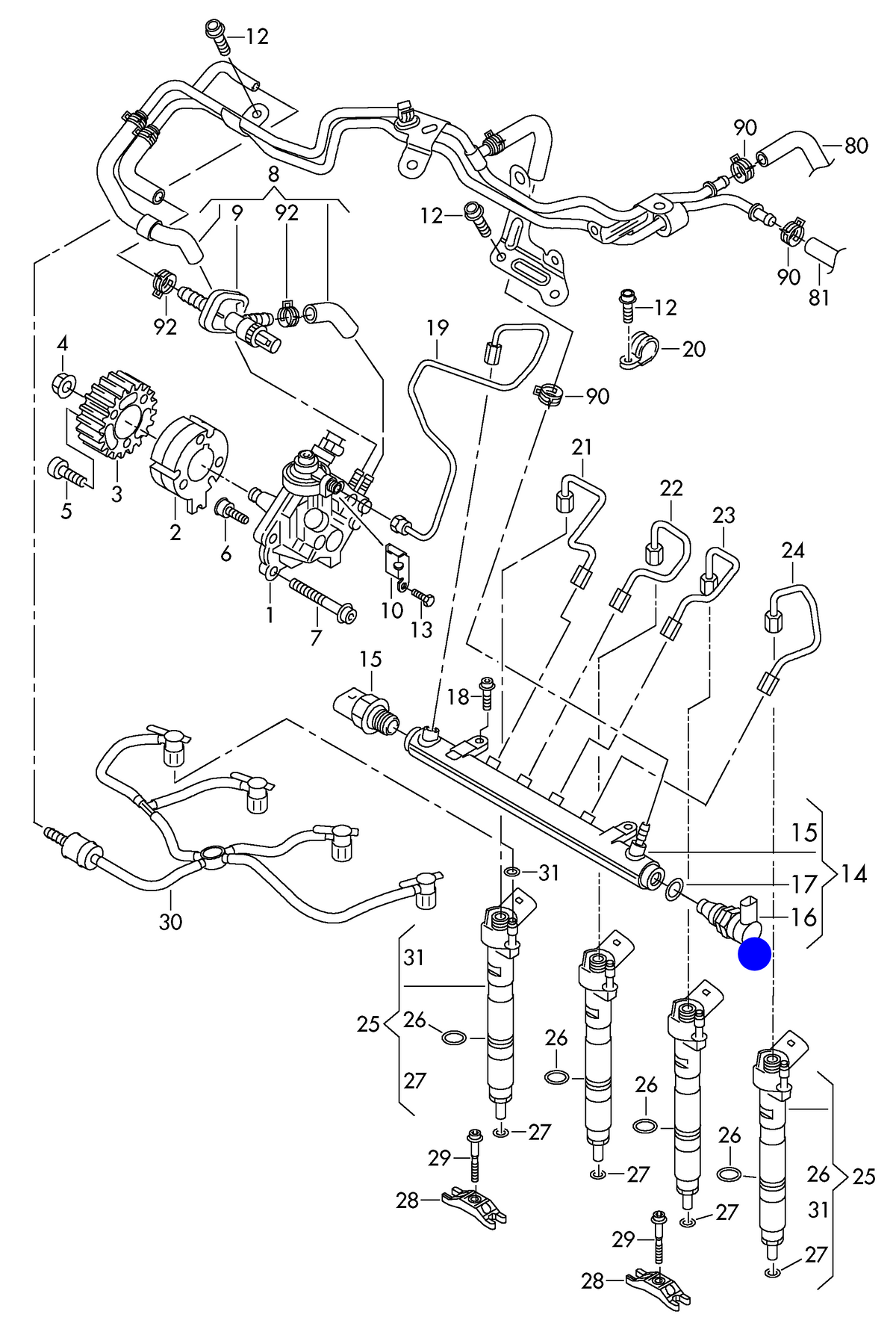 114376 Bosch Fuel pressure relief valve 1800bar "Item 16 on 2nd page"