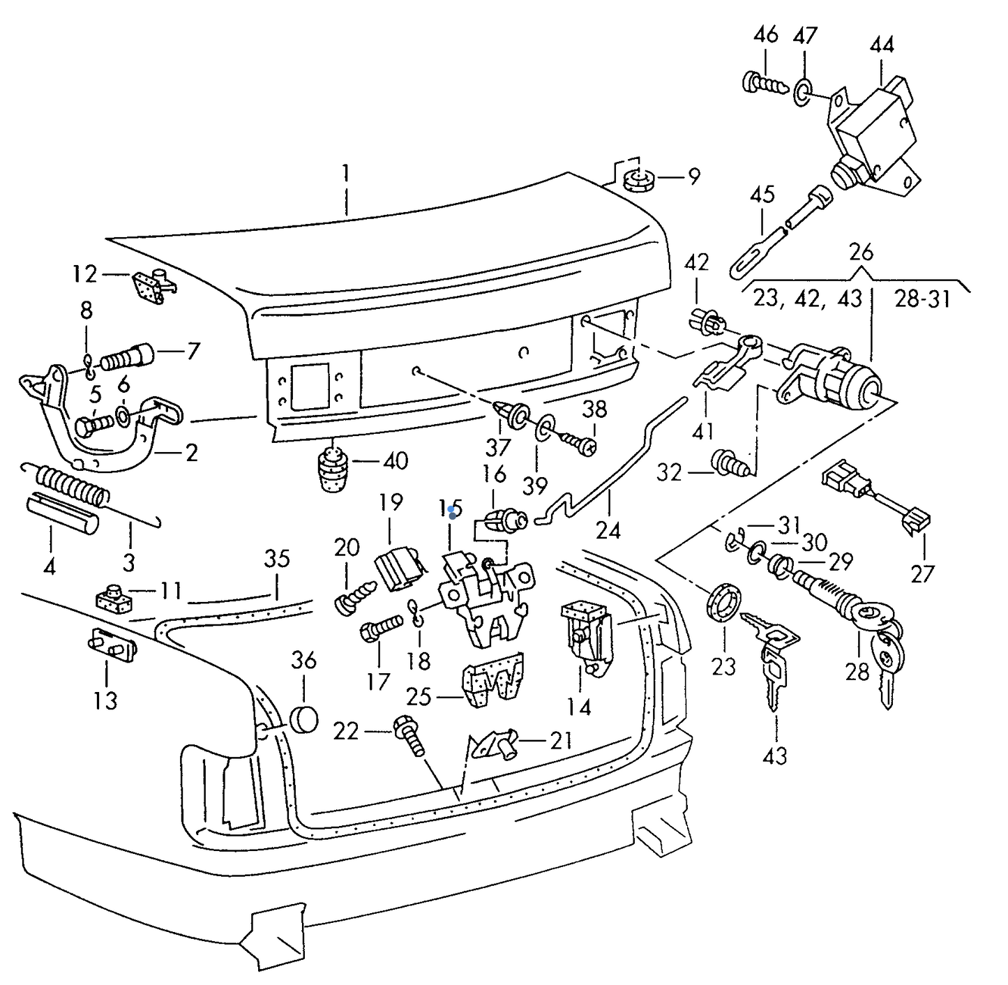 114118 Topran Rear Tailgate lock Passat 3A 94>97
