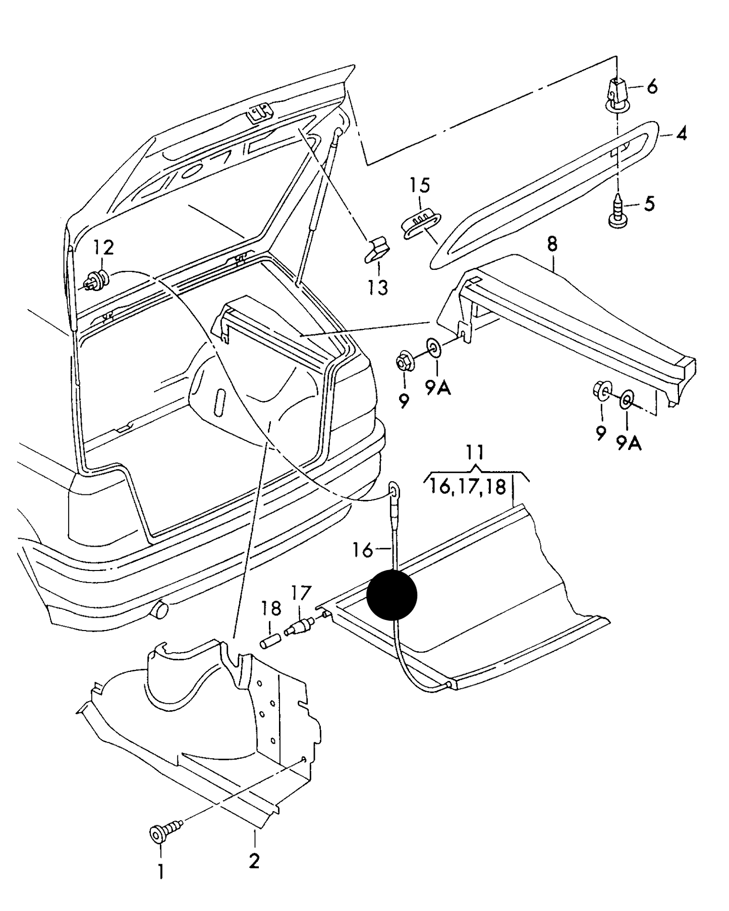 103166 Parcel Shelf Strap Golf mk3/Polo 6N