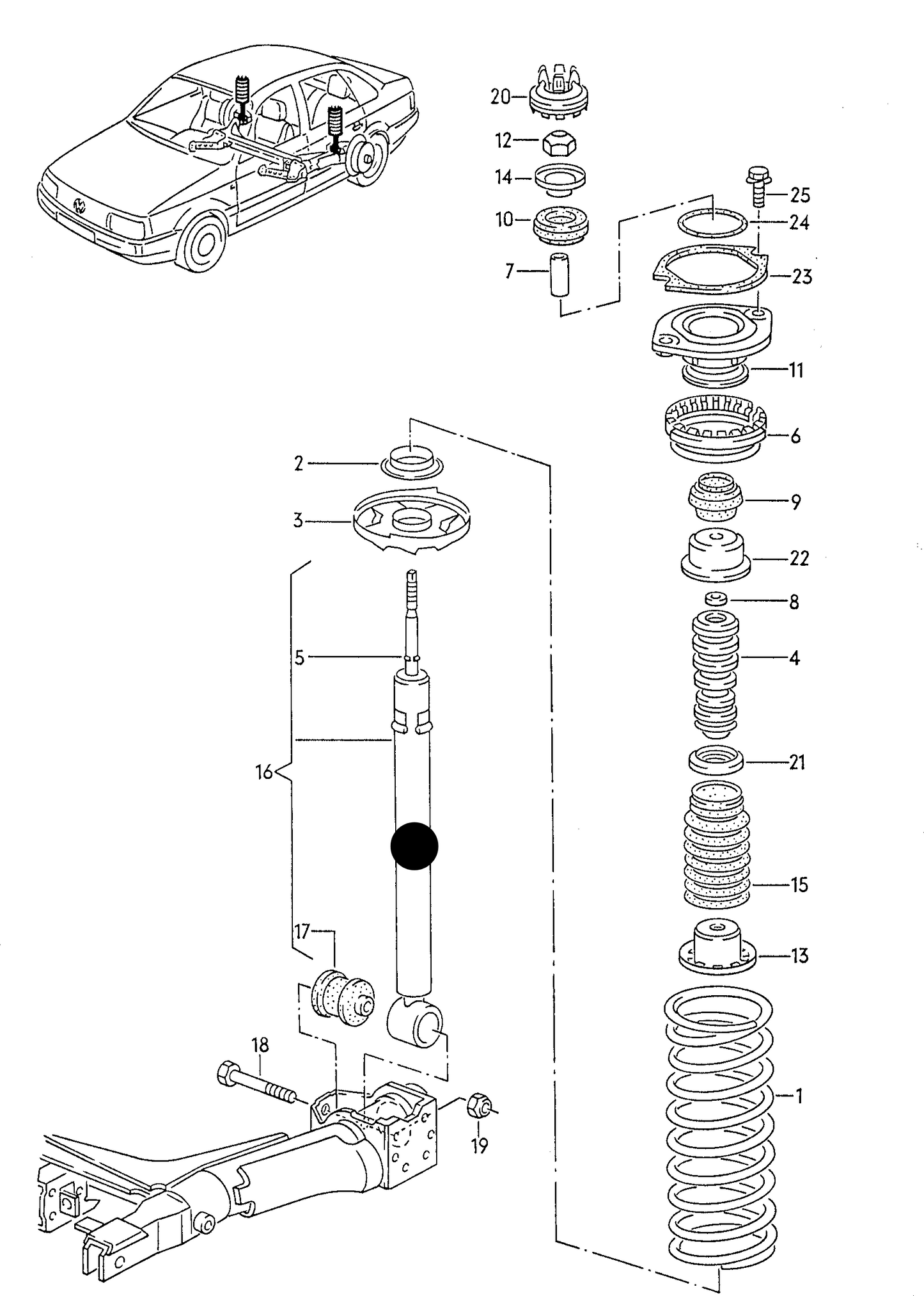 103518 Rear GAS Shockabsorber Passat 88>96 '31/3A' not Sports/not V6