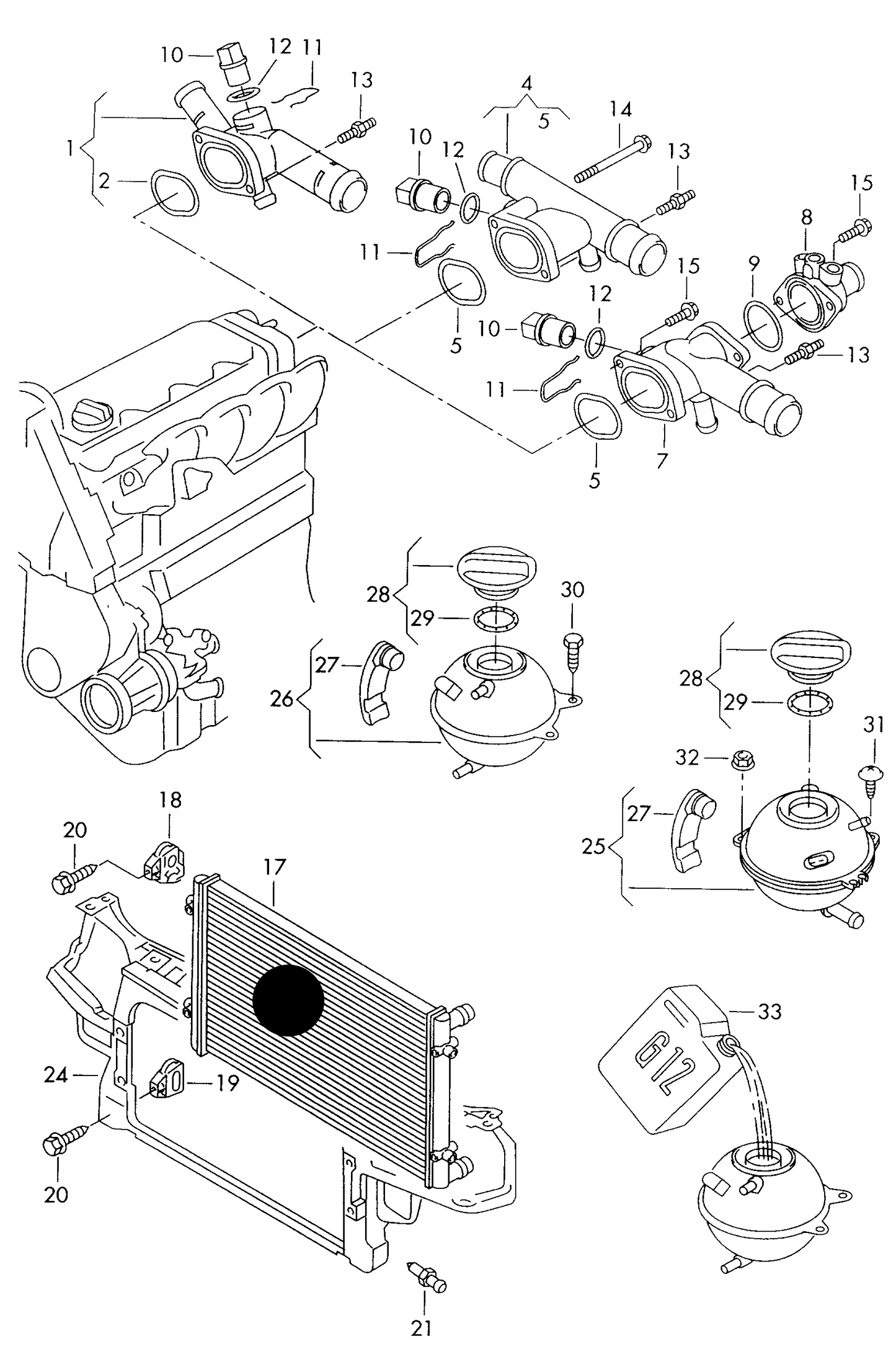 112329 Radiator-650mm Beetle 1998>1.6-2.0ltr. 4-cylinder+ AEG,APK,ALH, AZG,AYD,AZJ, ATD,AQY,BEJ, BFS,BER,BHP, AVH,BEV,BEW