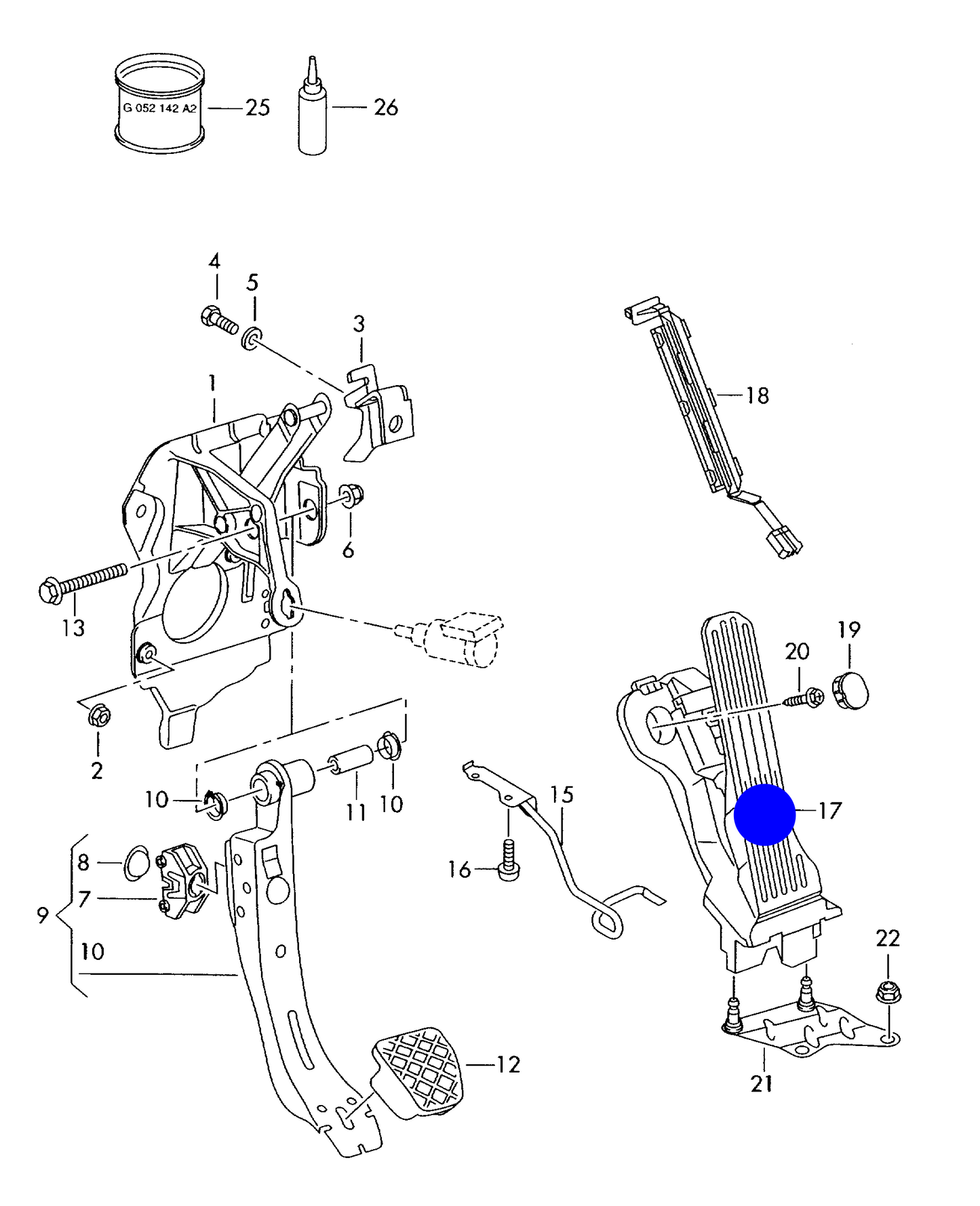 42068 Hella OE Accelerator pedal with electronic sensor module