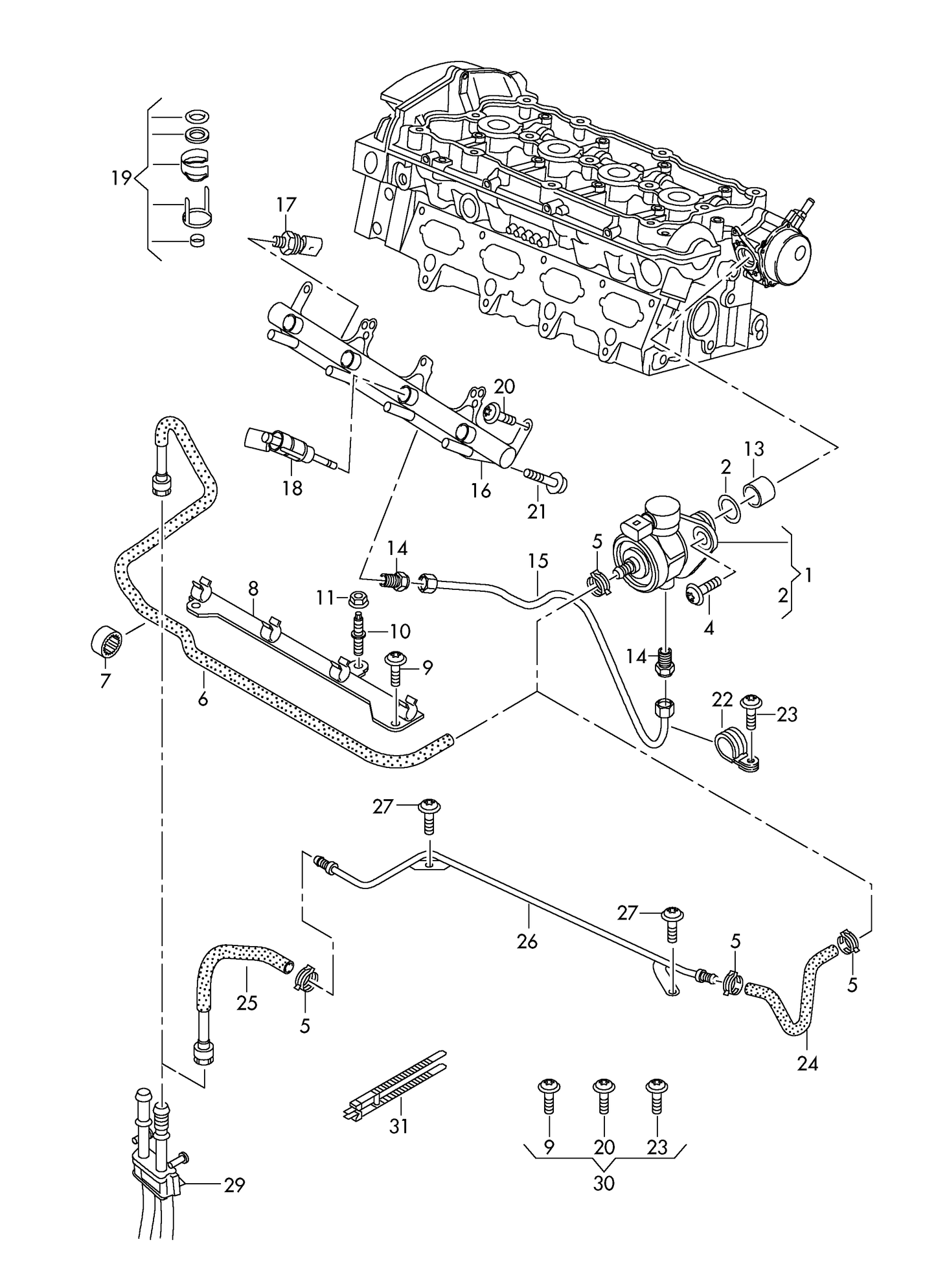 445950 Elring Repair kit for valve unit CCZB,CDAA,CDAB