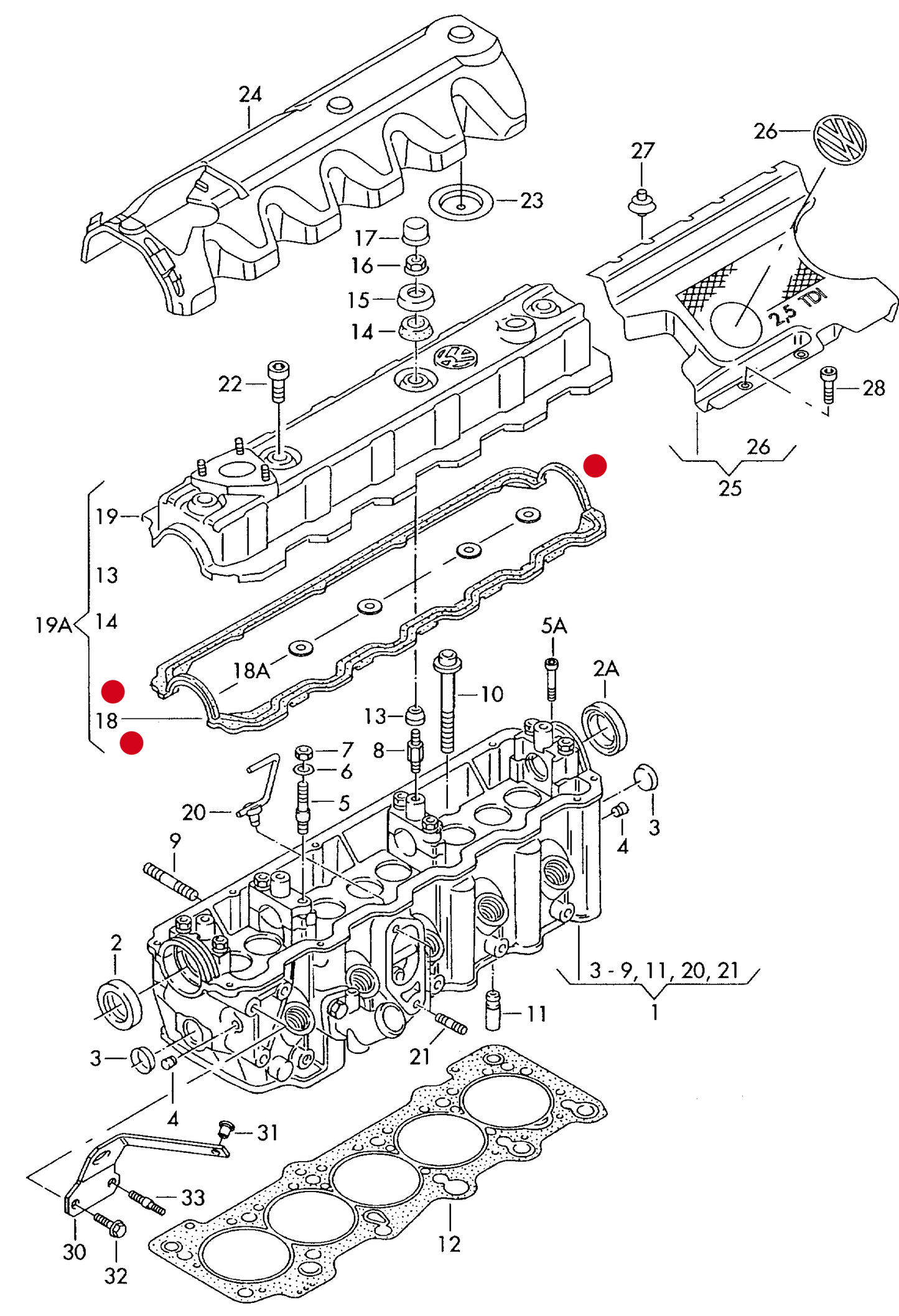 101569 Rocker Cover Gasket 'rubber' T4 2.4D/2.5D 1991>1994 F >> 70-R-160 000*