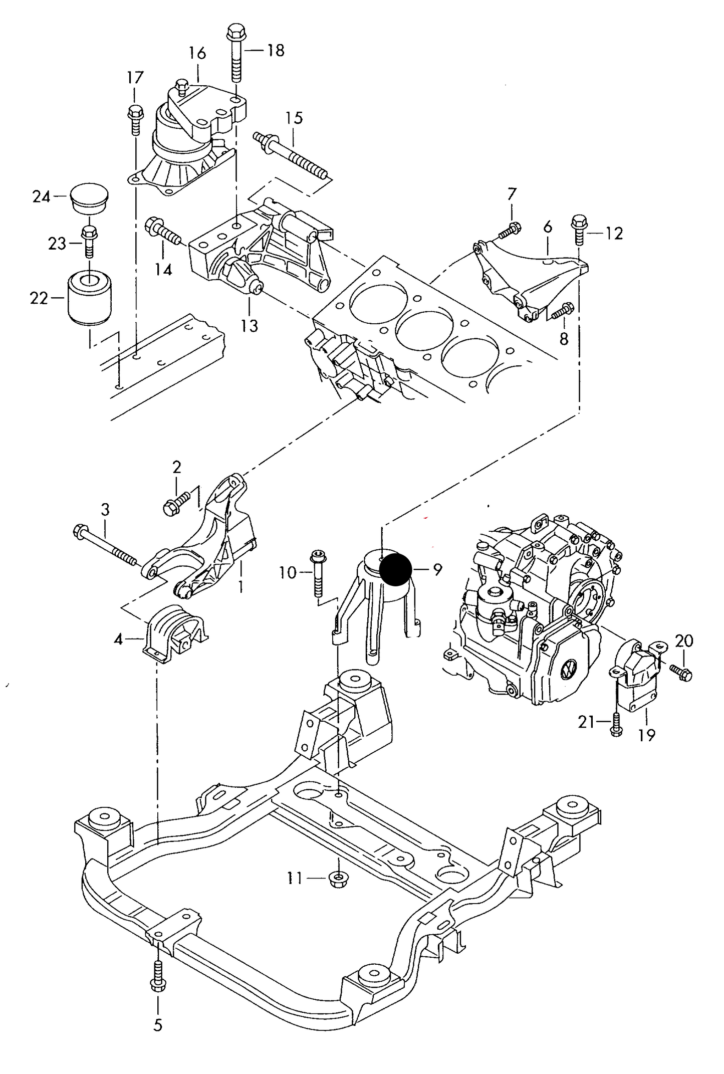 113926 Rear Engine Mounting T5 03> Manual Transmission AXA,AXB,AXC Front wheel drive