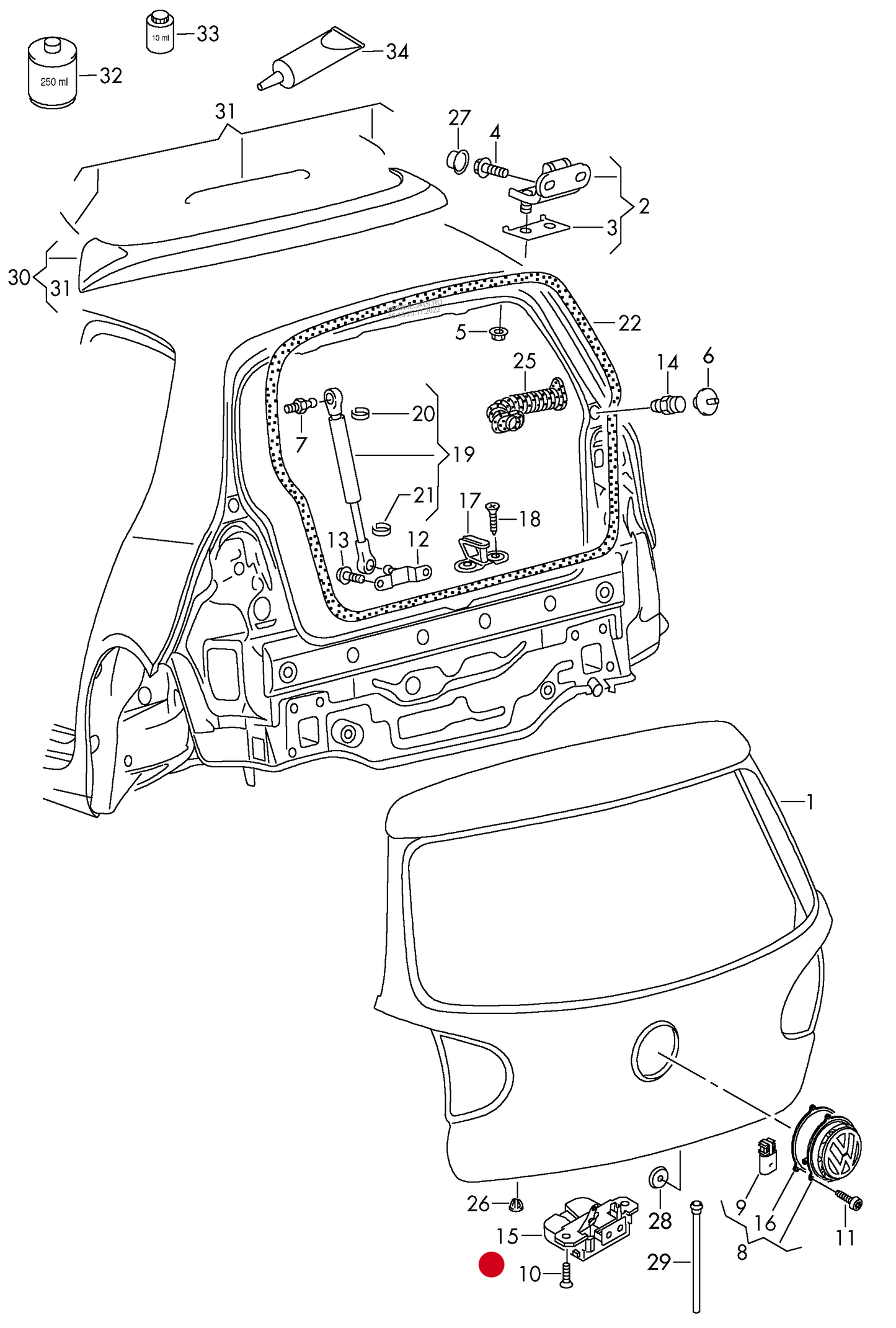 110946B Febi Rear tailgate inner lock 'reinforced version' 4 -pin D-shaped connector