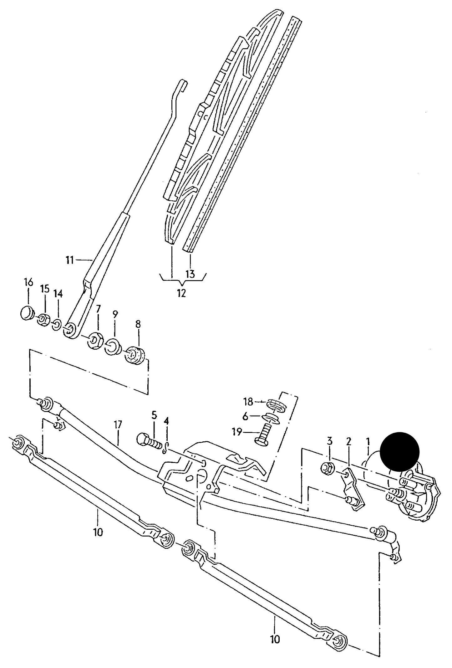 108792 Front Wiper without crank >F >> 1J-2B100 000*/F >> 1J-2D350 000*/F >> 1J-2P380 000* ‘please contact VWS for availability before ordering’