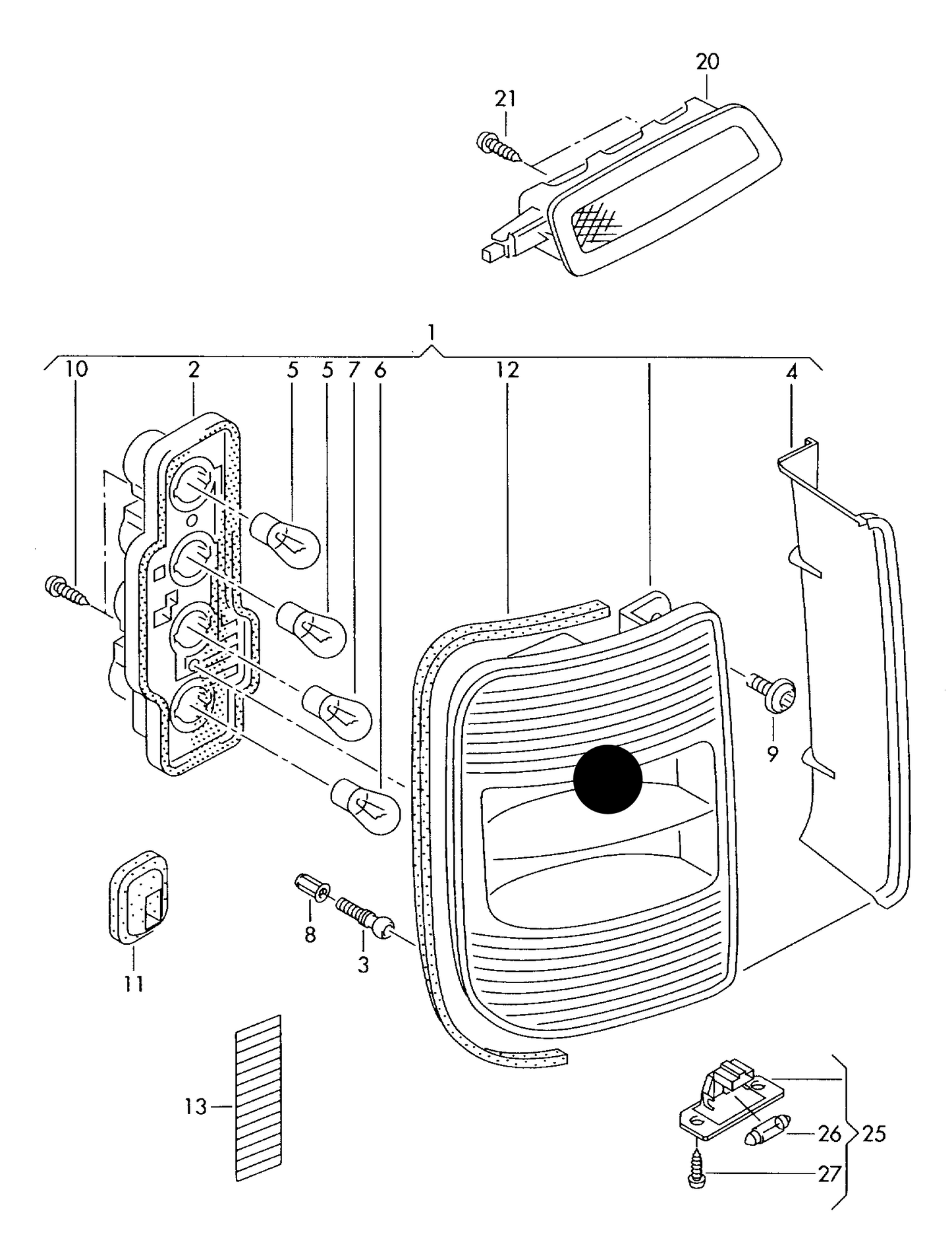 LL9062 DEPO Rear Lamp-Right Caddy 04>09 Twin door type 'Excludes bulb holder'