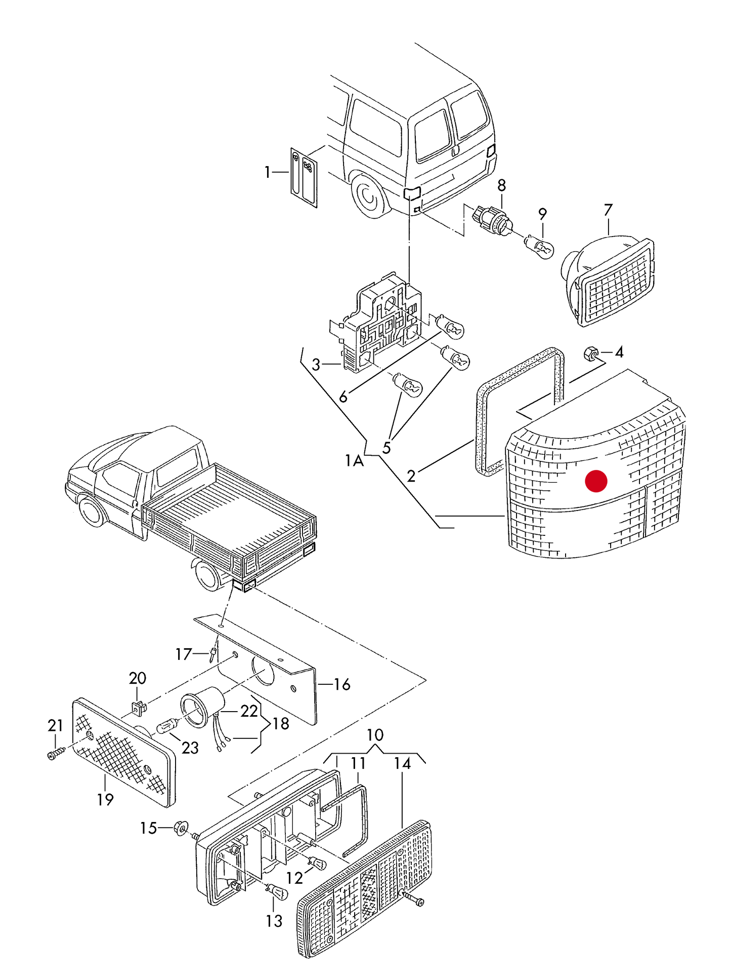 LL9038S TYC Smoked Tail Lamp Cluster Offside (Right) VW T4 1990–2003