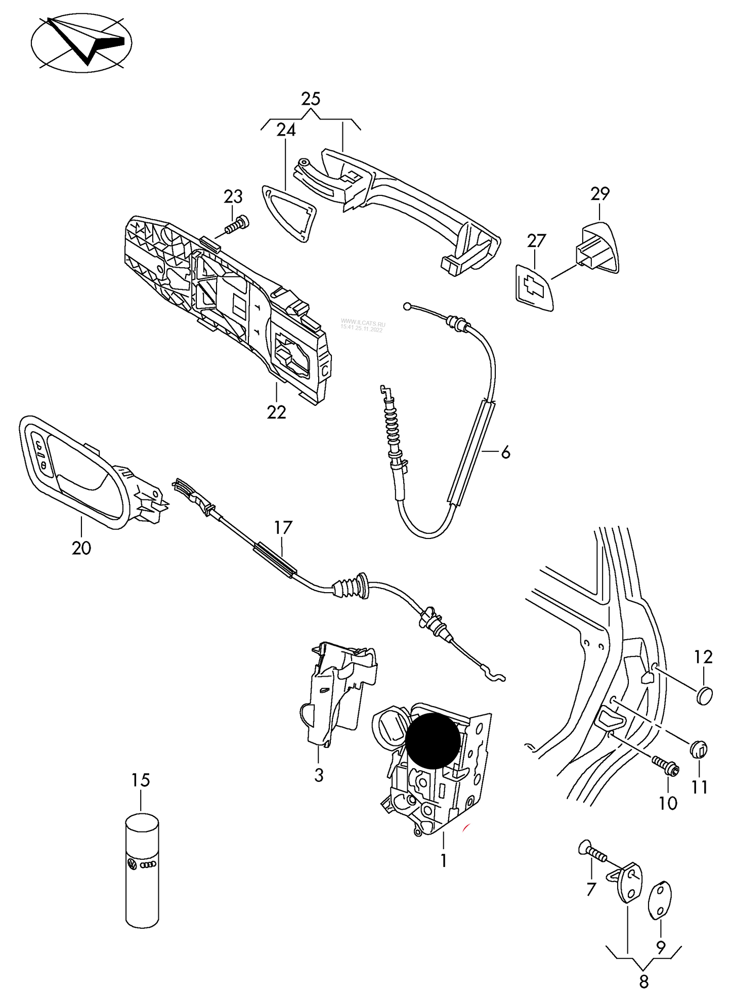623669 O/S/R Door lock inner 7pin 5K0 837 350 PR-4F2,4K3