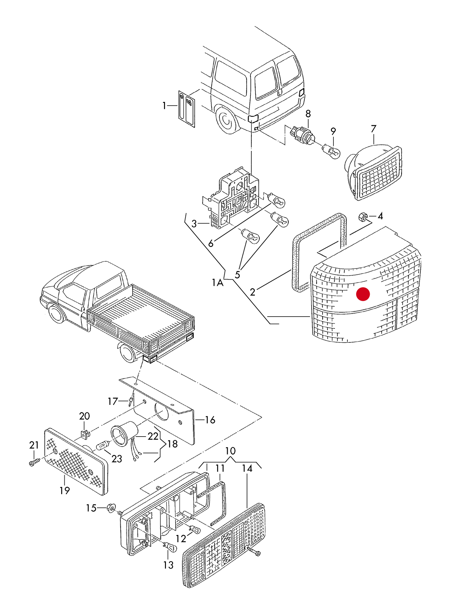 LL9039S TYC Smoked Tail Lamp Cluster Nearside (Left) VW T4 1990–2003