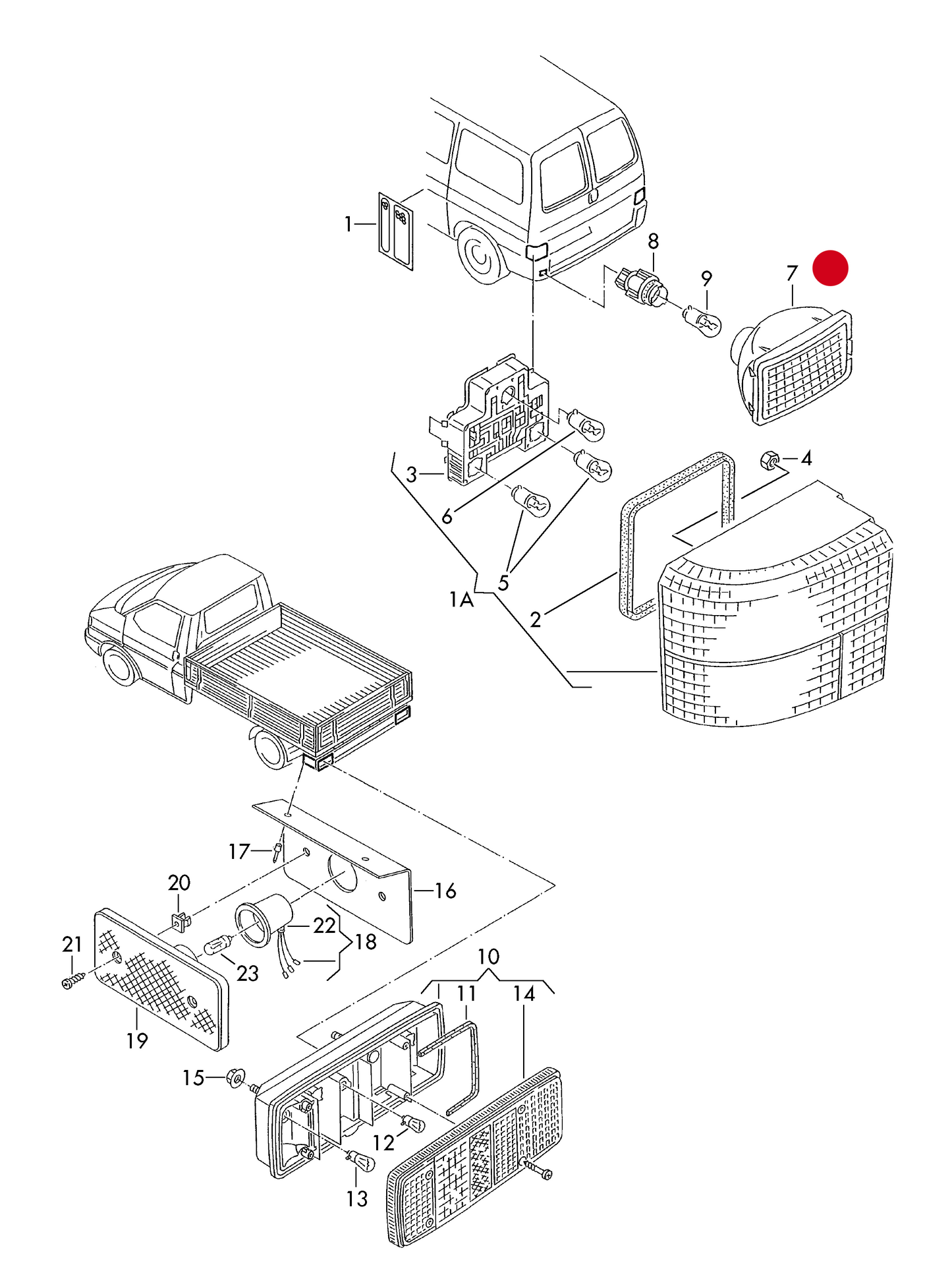 (7) 103359 Rear Fog Lamp>Bumper Fitting T4 91>03