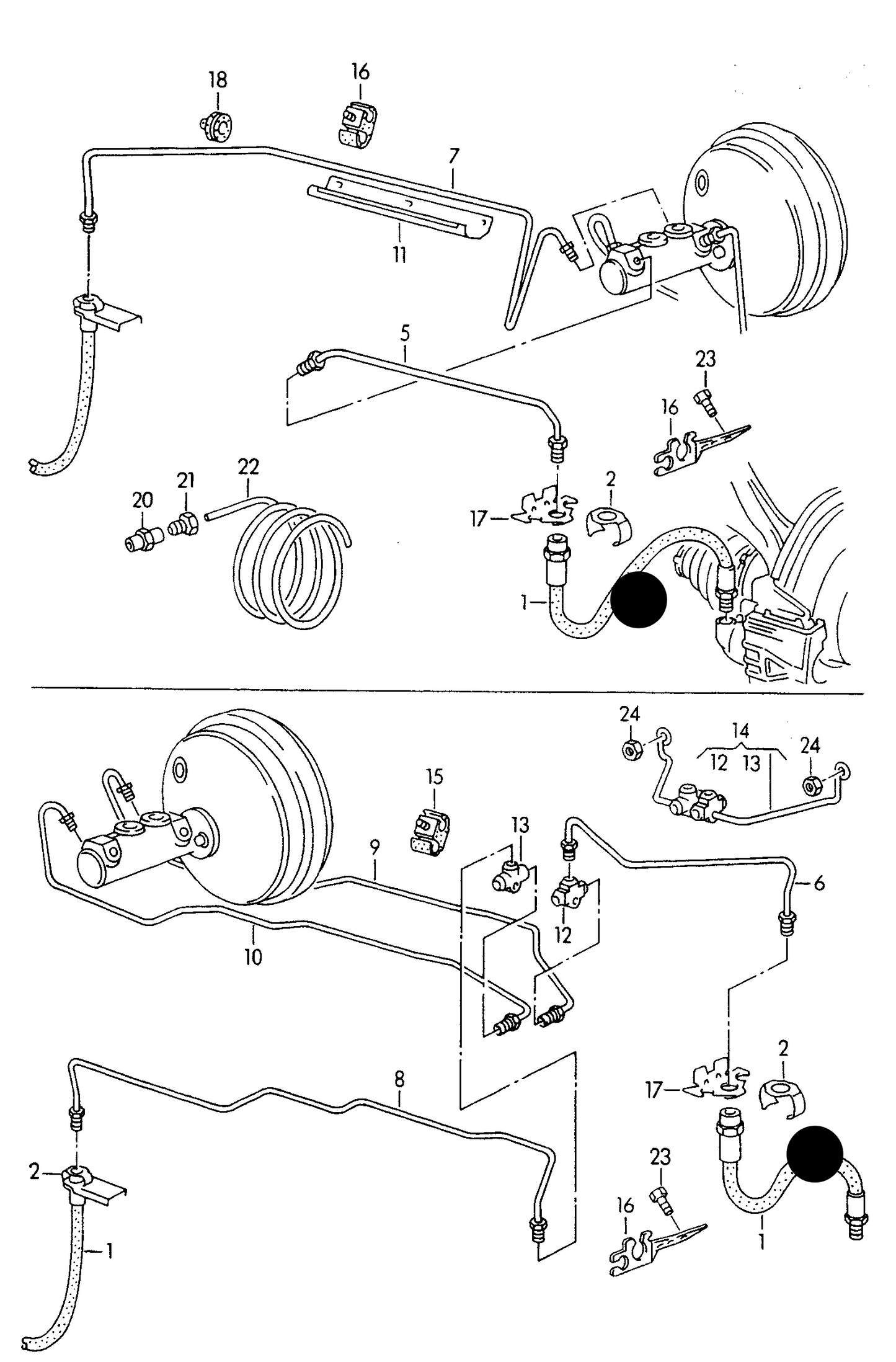 108912 Front Brake Hose for VR6 and Late GTI 'Banjo bolt type fitting, without banjo'