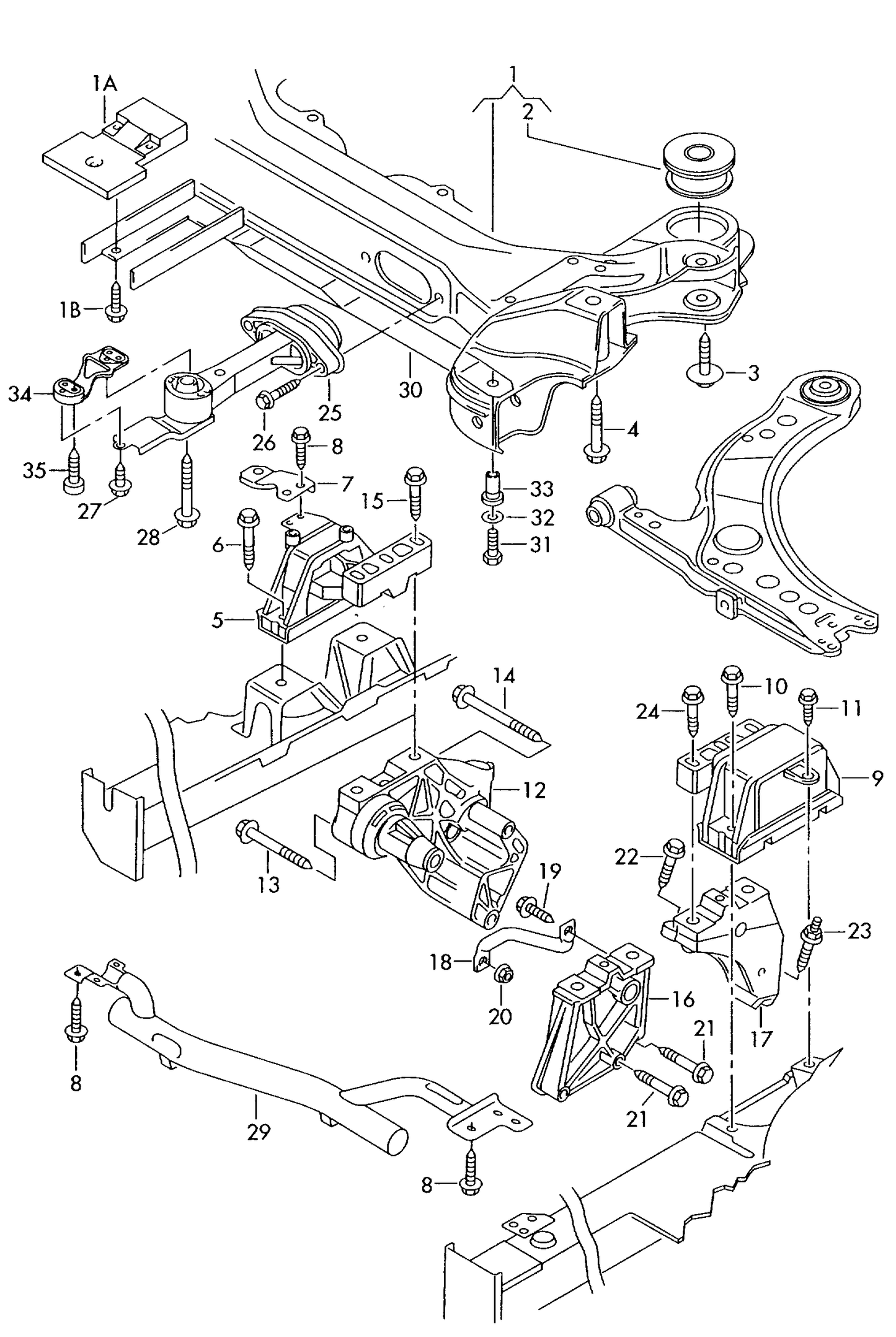 (9) 110388 L/H gearbox mounting Manual gearbox+ ATD,AWU
