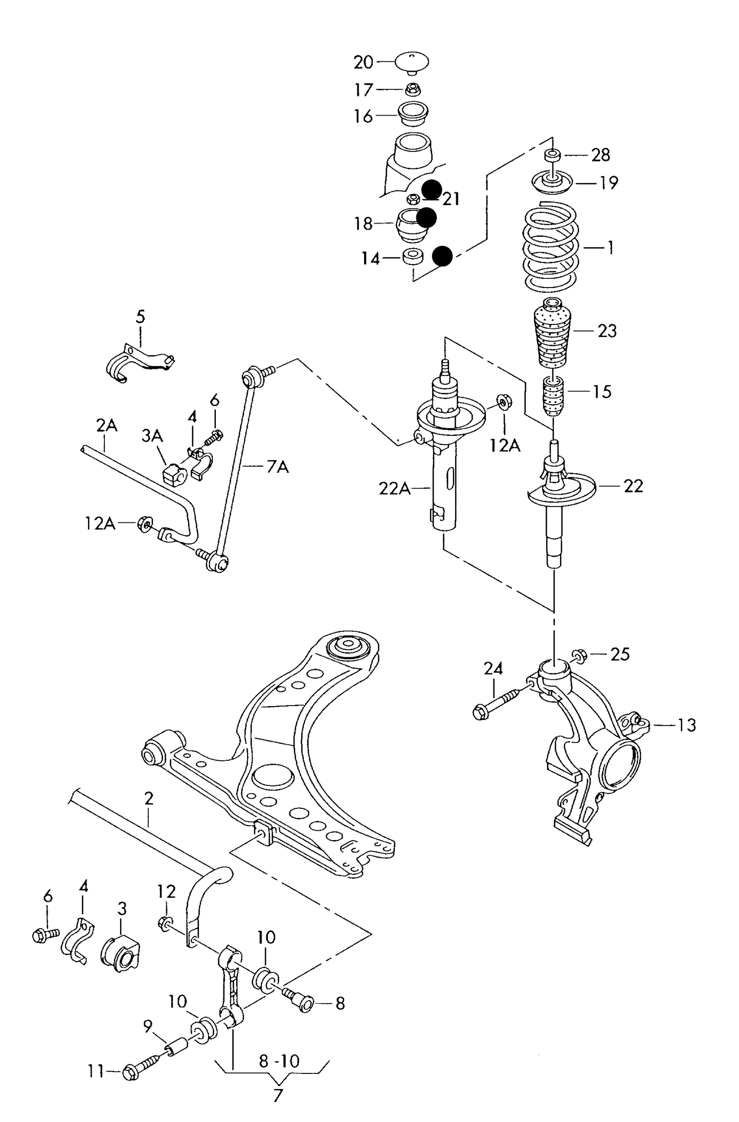 108561KP2 Febi Front Top Strut Mounting & Bearing VAG 98>