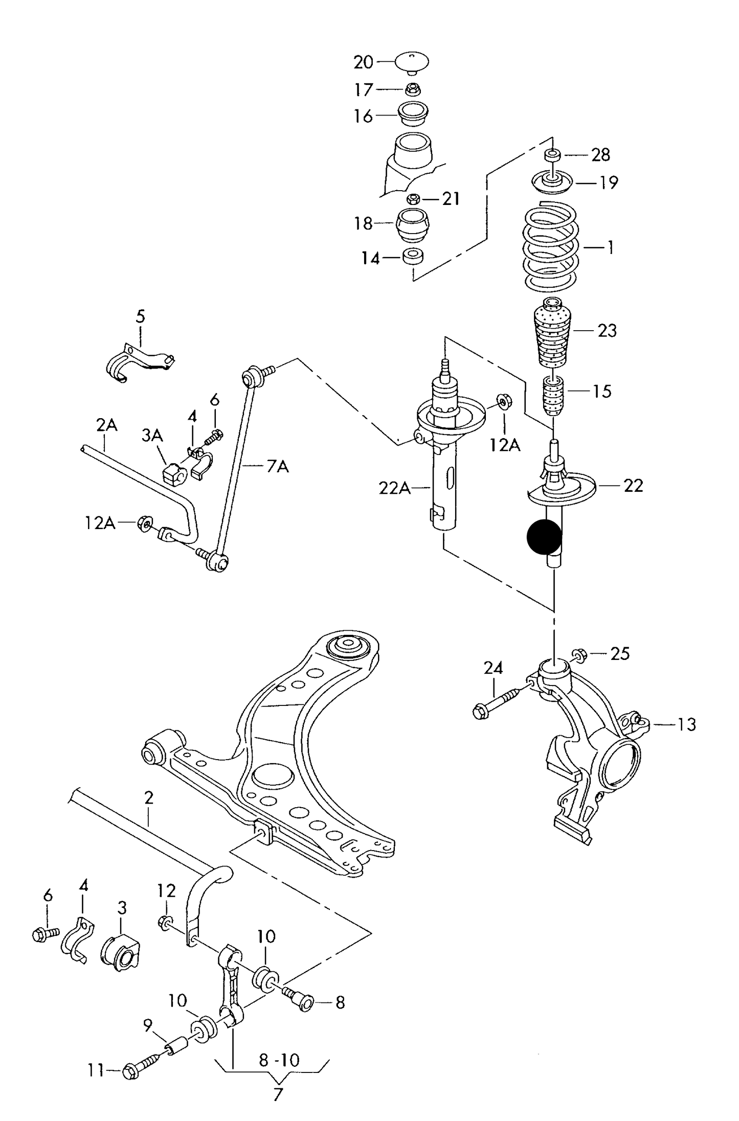 108272 Front GAS Suspension Strut saloon+ PR-G27, estate+ PR-G08, estate+ PR-G55, std susp.