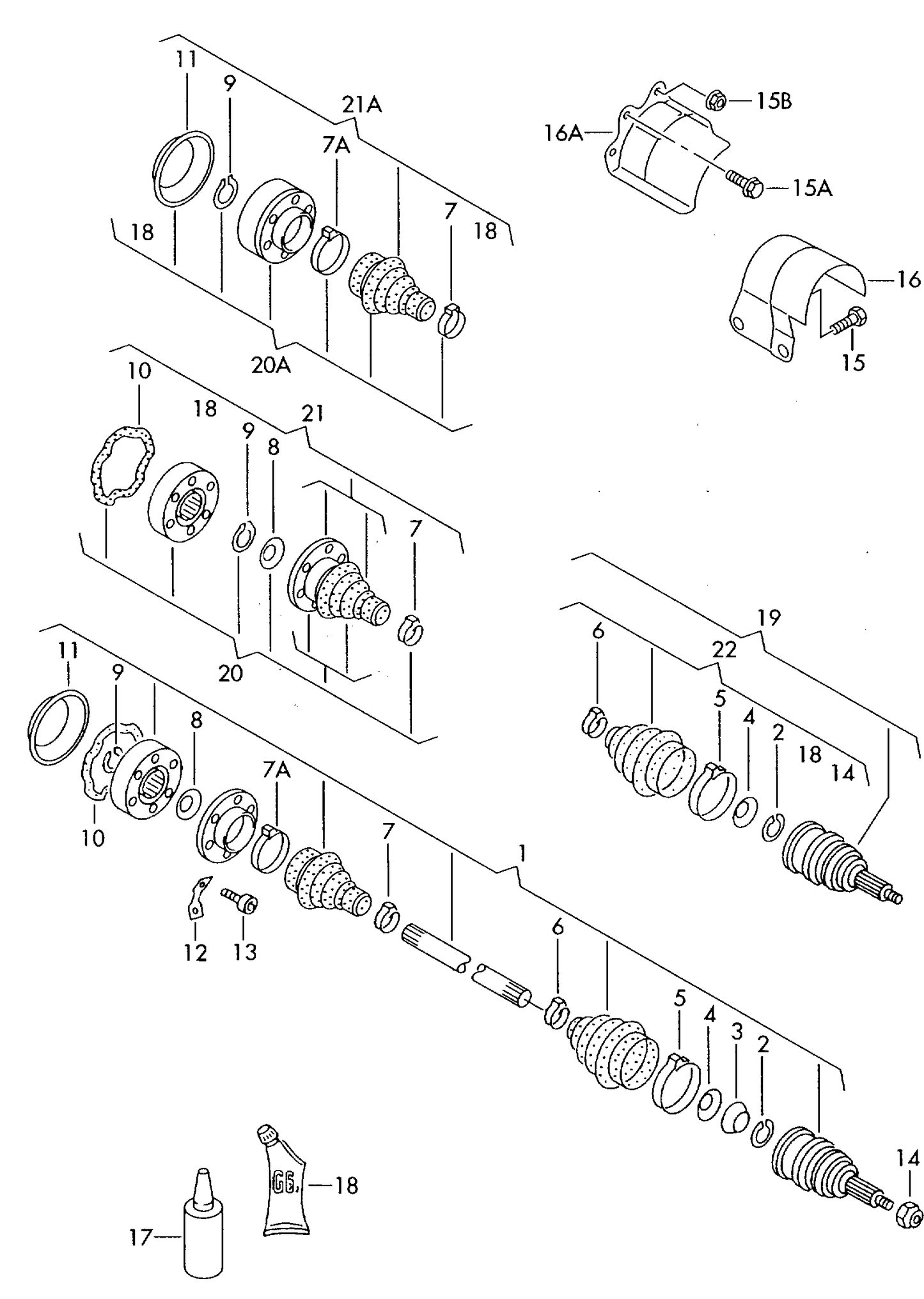 104333 Metelli Outer C/V Joint & boot kit Audi 80 (8A) /Coupe 04/1988>07/1991 1.6-2.3 Made in Italy