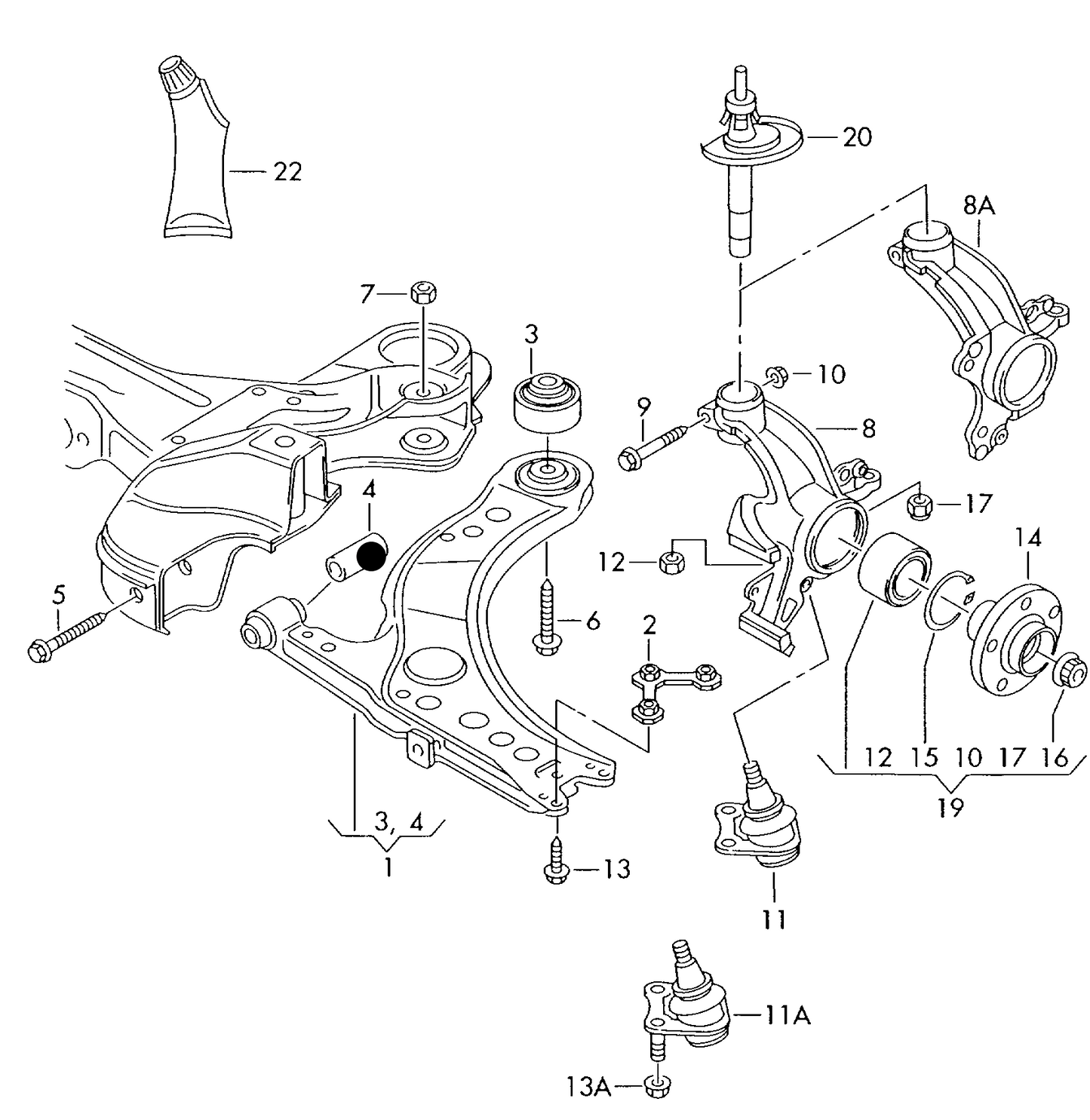 103474 Febi Front Wishbone>Front Bush VW 1992>/Audi/Skoda