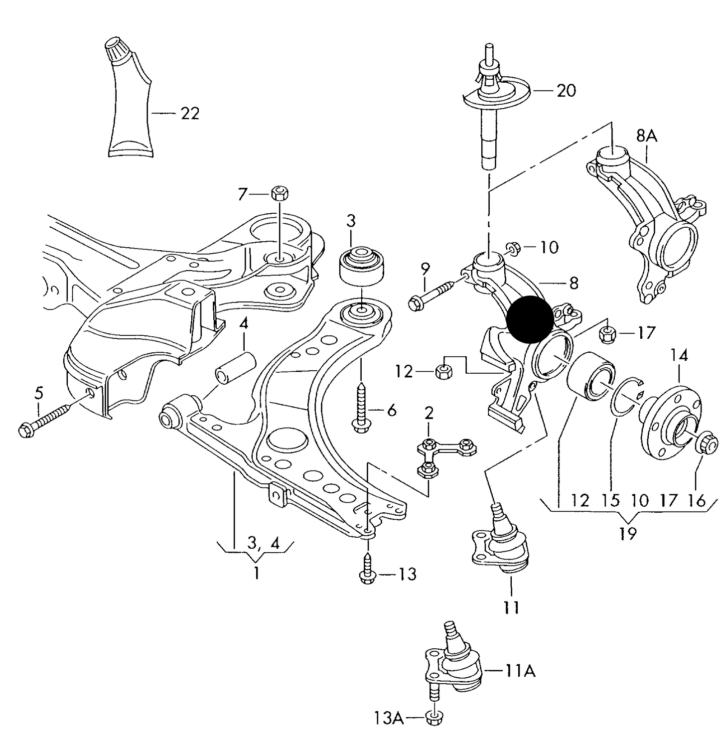 107755 Left Front (HUB) Wheel bearing housing with - brake carrier left saloon+ PR-1LS,1ZM, 1ZP